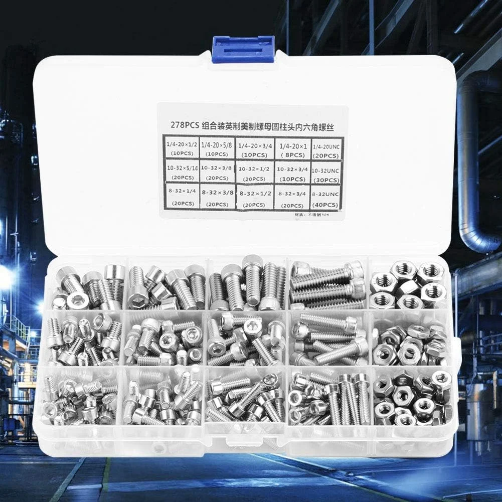 کیت پیچ و مهره، مجموعه پیچ و مهره، فولاد ضد زنگ 304 برای لوازم جانبی بست و سخت افزار بست کیت پیچ و مهره، مجموعه پیچ و مهره، فولاد ضد زنگ 304 برای لوازم جانبی بست و سخت افزار بست