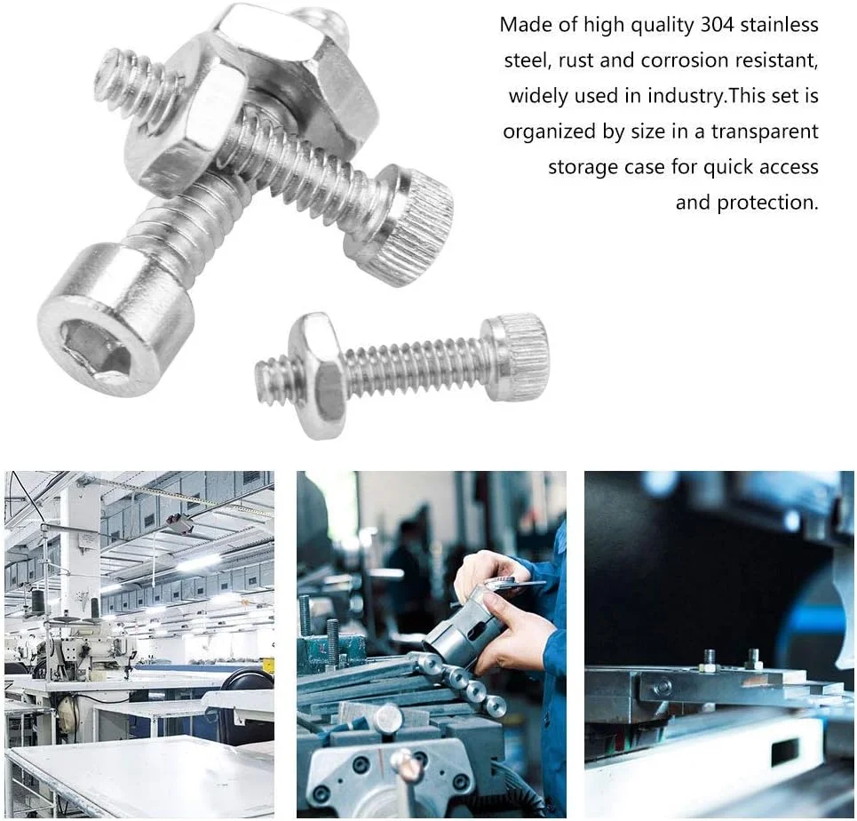 کیت پیچ و مهره، مجموعه پیچ و مهره، فولاد ضد زنگ 304 برای لوازم جانبی بست و سخت افزار بست کیت پیچ و مهره، مجموعه پیچ و مهره، فولاد ضد زنگ 304 برای لوازم جانبی بست و سخت افزار بست