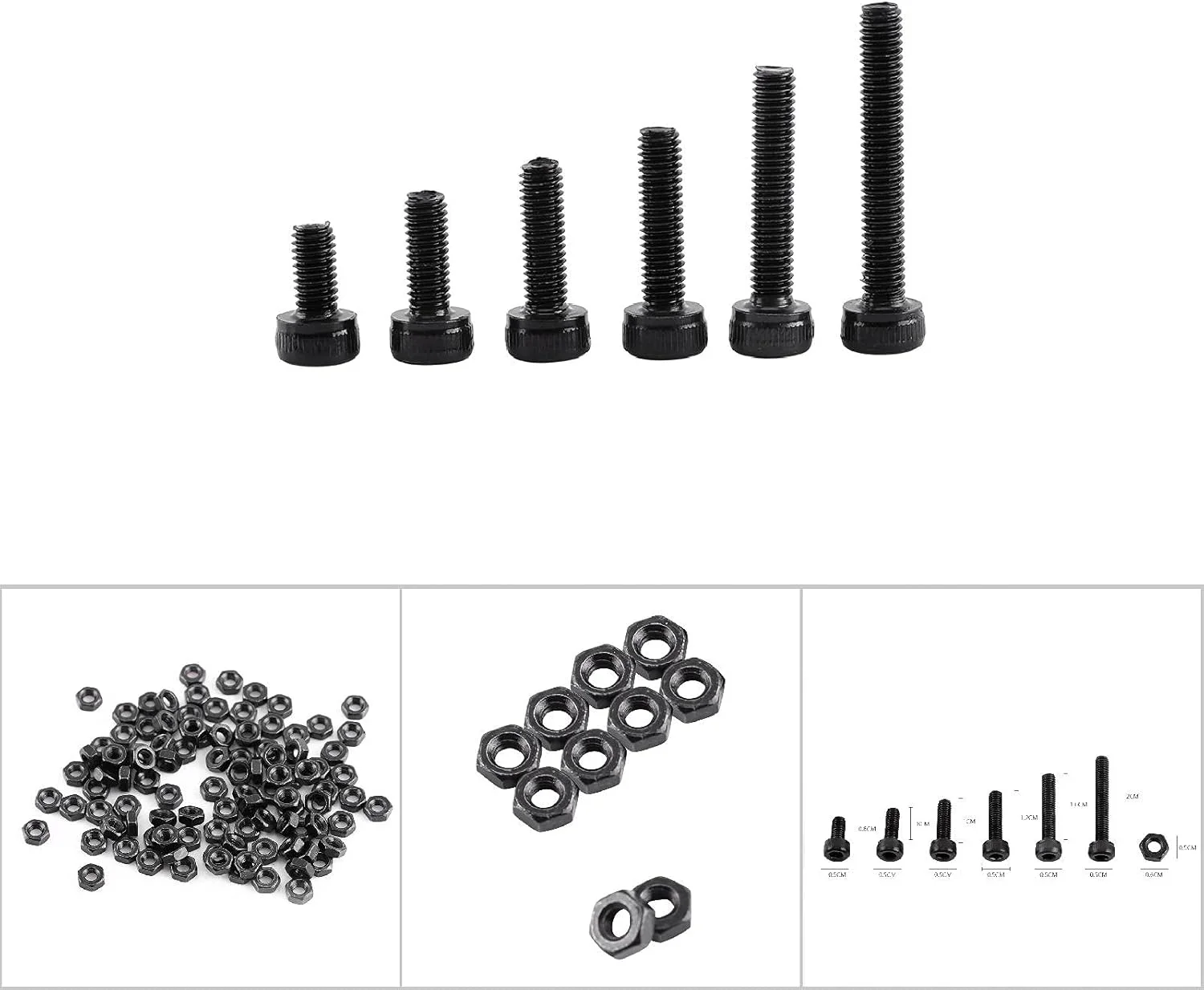 مجموعه 250 عددی پیچ و مهره نایلونی، پیچ های شش گوش پلاستیکی M3 و مهره ها، کیت سخت افزاری نایلونی M3 مشکی (مدل: سر فنجانی) مجموعه 250 عددی پیچ و مهره نایلونی، پیچ های شش گوش پلاستیکی M3 و مهره ها، کیت سخت افزاری نایلونی M3 مشکی (مدل: سر فنجانی)