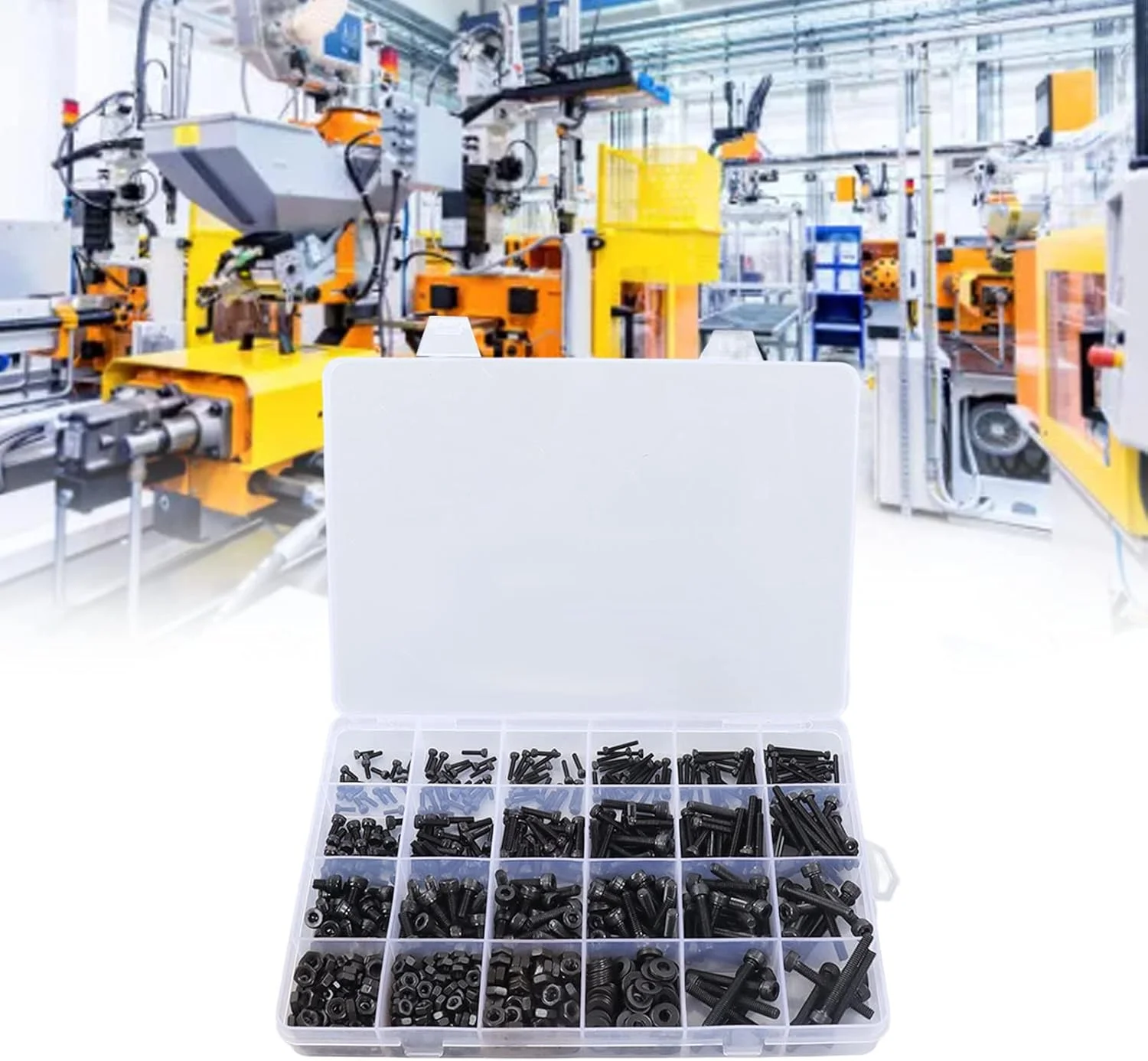 مجموعه 1203 عددی پیچ و مهره شش گوش، واشر تخت و آچار، مجموعه سخت افزاری، کیت بست فولادی کربنی پیچ شش گوش برای تعمیرات به همراه جعبه مجموعه 1203 عددی پیچ و مهره شش گوش، واشر تخت و آچار، مجموعه سخت افزاری، کیت بست فولادی کربنی پیچ شش گوش برای تعمیرات به همراه جعبه