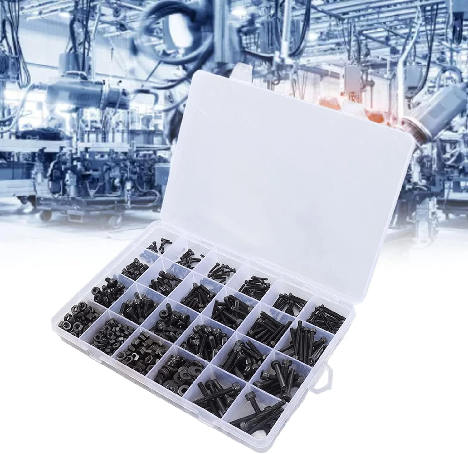 مجموعه 1203 عددی پیچ و مهره شش گوش، واشر تخت و آچار، مجموعه سخت افزاری، کیت بست فولادی کربنی پیچ شش گوش برای تعمیرات به همراه جعبه مجموعه 1203 عددی پیچ و مهره شش گوش، واشر تخت و آچار، مجموعه سخت افزاری، کیت بست فولادی کربنی پیچ شش گوش برای تعمیرات به همراه جعبه