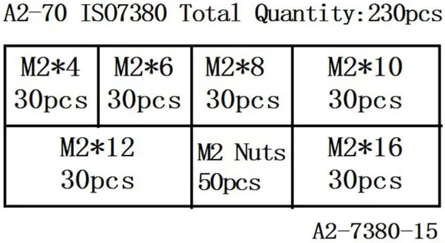 مجموعه 230 عددی پیچ و مهره، مجموعه مهره های شش گوش استیل ضد زنگ M2، مجموعه پیچ و مهره های سخت افزاری مجموعه 230 عددی پیچ و مهره، مجموعه مهره های شش گوش استیل ضد زنگ M2، مجموعه پیچ و مهره های سخت افزاری