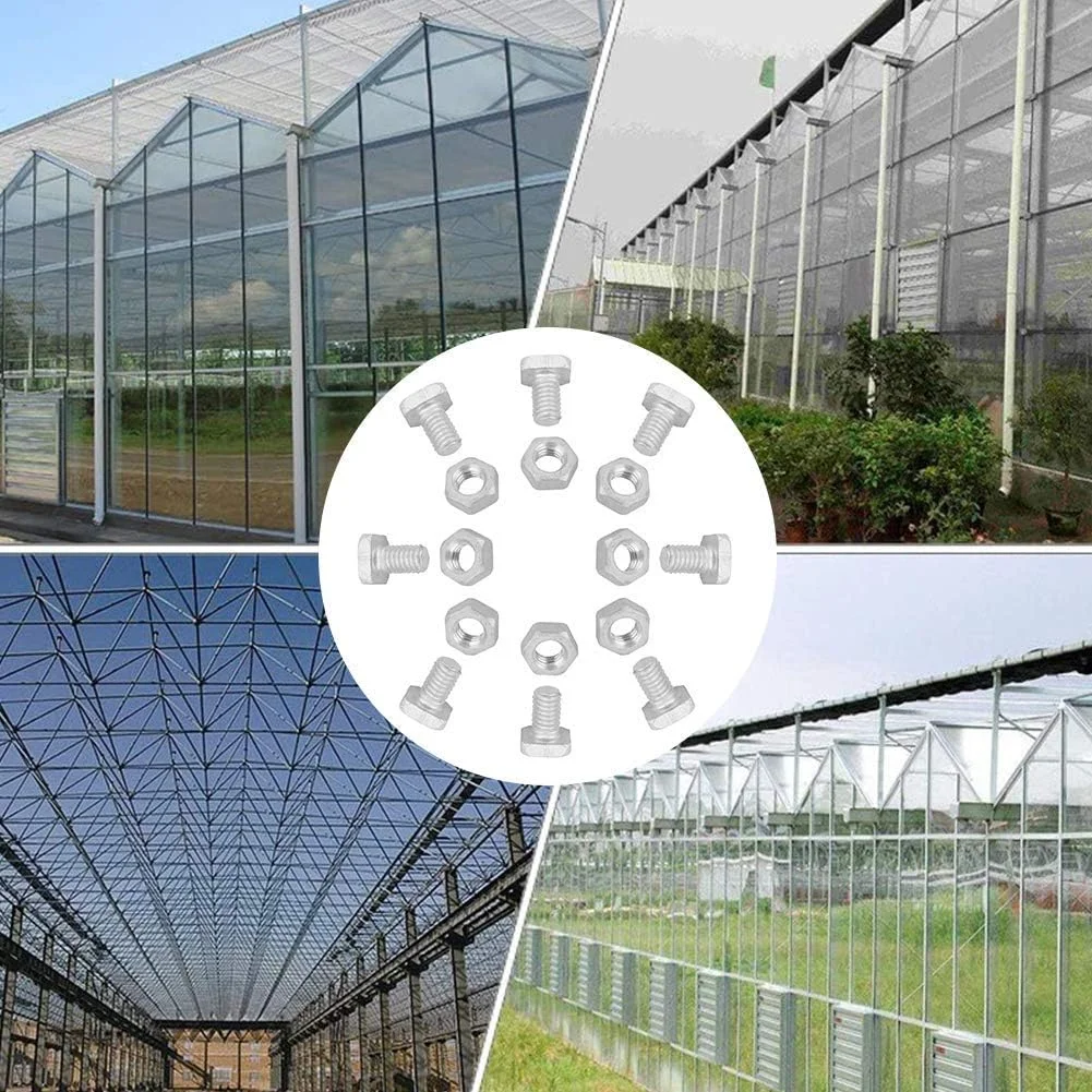 50 عدد مهره آلومینیومی + 50 عدد پیچ گلخانه ای سر بریده شده M6 x 12mm نقره ای 50 عدد مهره آلومینیومی + 50 عدد پیچ گلخانه ای سر بریده شده M6 x 12mm نقره ای