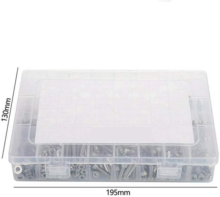 1080pcs M2/M3/M4 Stainless Steel Hex Socket Bolt and Nuts Set Fastener Hardware Hexagon Socket Head Cap Screws Flat Washer with 3pcs Nuts Wrench Kit 1080pcs M2/M3/M4 Stainless Steel Hex Socket Bolt and Nuts Set Fastener Hardware Hexagon Socket Head Cap Screws Flat Washer with 3pcs Nuts Wrench Kit