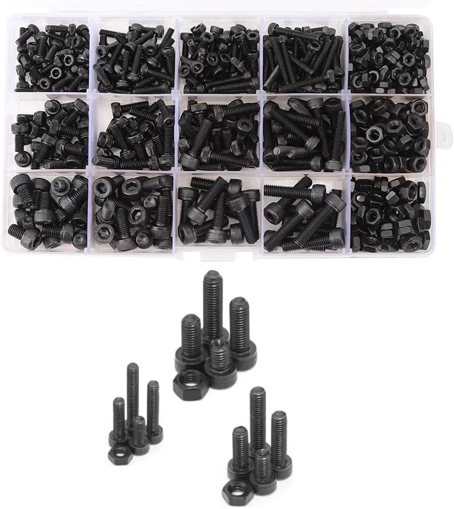 مجموعه 560 عددی پیچ و مهره شش گوش فولادی کربنی، اتصالات سخت افزاری صنعتی M3 M4 M5