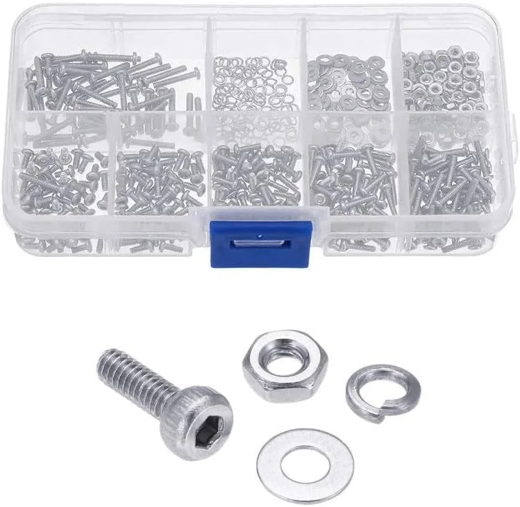 مجموعه پیچ و مهره سوکت شش گوش GDJmnbv، 600 عدد، فولاد ضد زنگ 304، مجموعه مهره و پیچ M2، کیت متنوع سر فنجانی، بست سخت افزاری مجموعه پیچ و مهره سوکت شش گوش GDJmnbv، 600 عدد، فولاد ضد زنگ 304، مجموعه مهره و پیچ M2، کیت متنوع سر فنجانی، بست سخت افزاری