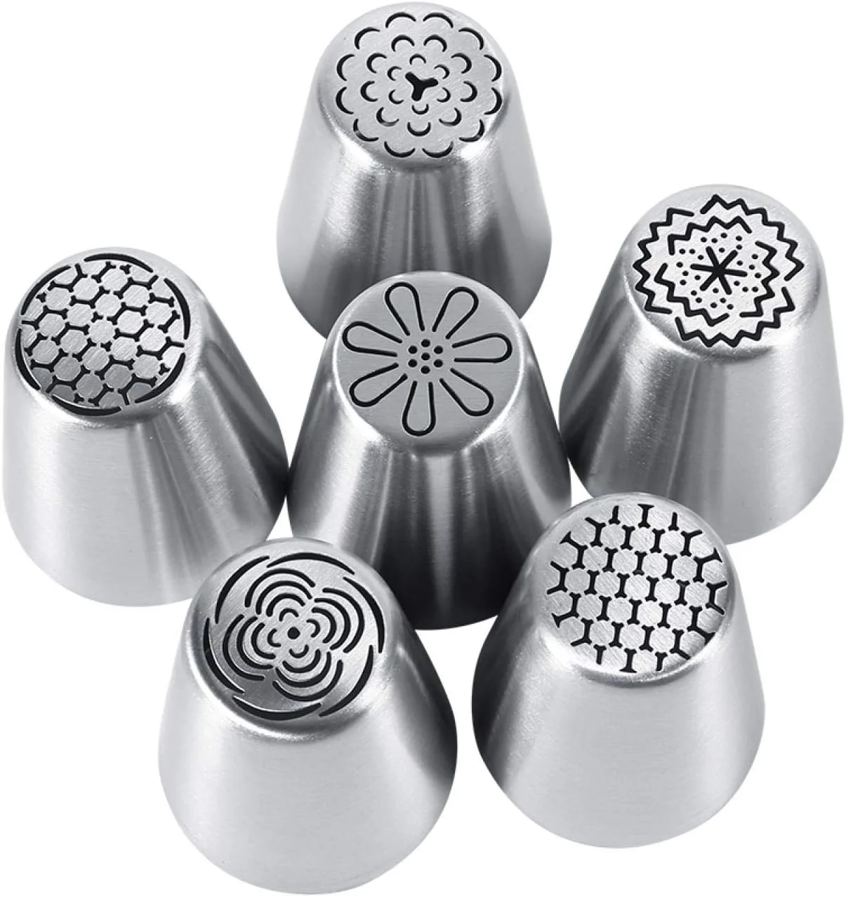 ست 6 عددی ماسوره استیل طرح گل برای تزئین کیک، ابزار شیرینی پزی، مناسب برای تزئین کیک و کاپ کیک، کیت لوازم قنادی برای خانواده و دوستان
