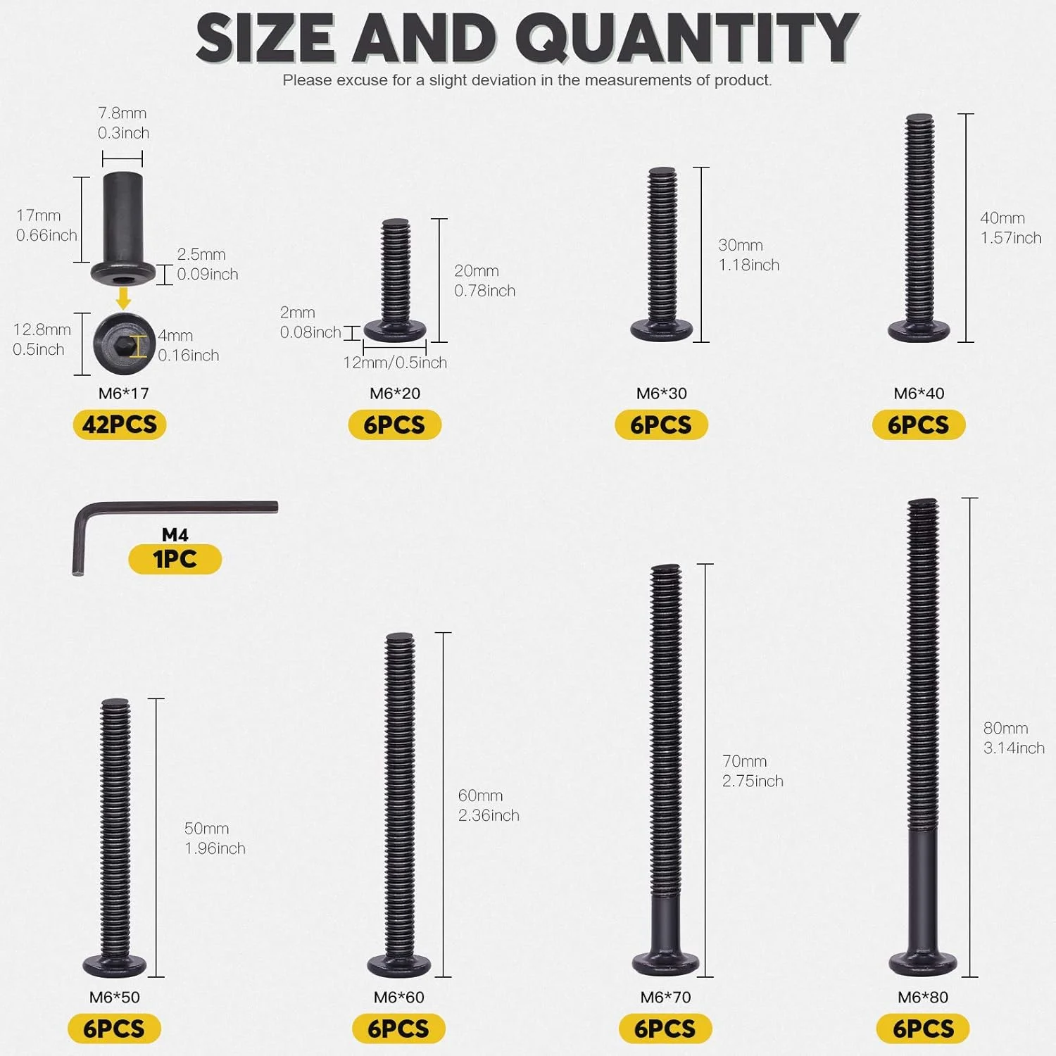 مجموعه پیچ و مهره استوانه ای Mardatt شامل ۸۵ عدد پیچ آلن مشکی در ۷ سایز M6x20mm/30mm/40mm/50mm/60mm/70mm/80mm، مناسب برای اتصال کمربند، چرم و مبلمان مجموعه پیچ و مهره استوانه ای Mardatt شامل ۸۵ عدد پیچ آلن مشکی در ۷ سایز M6x20mm/30mm/40mm/50mm/60mm/70mm/80mm، مناسب برای اتصال کمربند، چرم و مبلمان