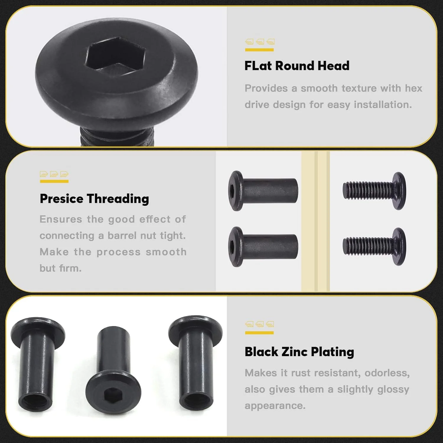 مجموعه پیچ و مهره استوانه ای Mardatt شامل ۸۵ عدد پیچ آلن مشکی در ۷ سایز M6x20mm/30mm/40mm/50mm/60mm/70mm/80mm، مناسب برای اتصال کمربند، چرم و مبلمان مجموعه پیچ و مهره استوانه ای Mardatt شامل ۸۵ عدد پیچ آلن مشکی در ۷ سایز M6x20mm/30mm/40mm/50mm/60mm/70mm/80mm، مناسب برای اتصال کمربند، چرم و مبلمان