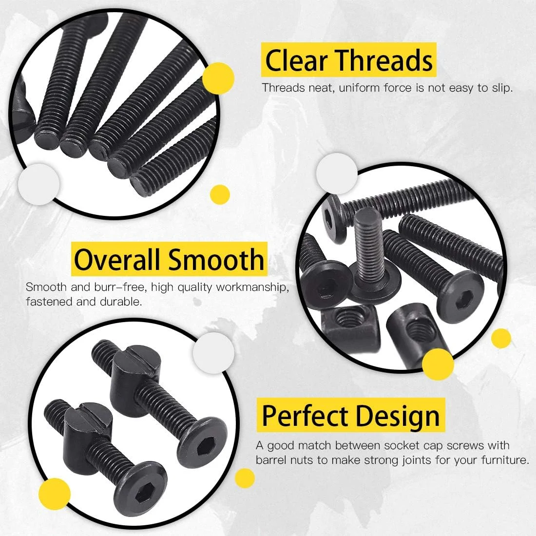 Hilitchi M6 120 عددی پیچ و مهره سر استوانه ای شش گوش مشکی، مجموعه سخت افزاری برای تخت نوزاد، تخت خواب کودک، مبلمان، تختخواب و صندلی (مجموعه 40mm/50mm/60mm/70mm/80mm) Hilitchi M6 120 عددی پیچ و مهره سر استوانه ای شش گوش مشکی، مجموعه سخت افزاری برای تخت نوزاد، تخت خواب کودک، مبلمان، تختخواب و صندلی (مجموعه 40mm/50mm/60mm/70mm/80mm)