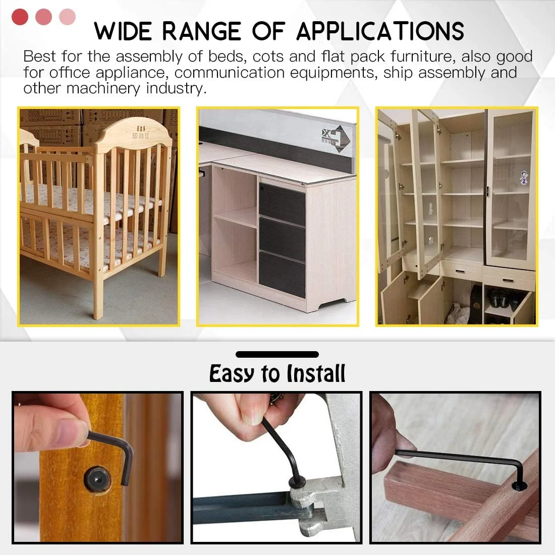 Hilitchi M6 120 عددی پیچ و مهره سر استوانه ای شش گوش مشکی، مجموعه سخت افزاری برای تخت نوزاد، تخت خواب کودک، مبلمان، تختخواب و صندلی (مجموعه 40mm/50mm/60mm/70mm/80mm) Hilitchi M6 120 عددی پیچ و مهره سر استوانه ای شش گوش مشکی، مجموعه سخت افزاری برای تخت نوزاد، تخت خواب کودک، مبلمان، تختخواب و صندلی (مجموعه 40mm/50mm/60mm/70mm/80mm)