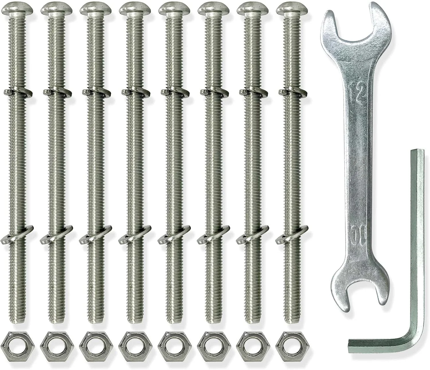 اتصالات همه‌کاره تخته‌سر و تخته‌پایینی تخت خواب Fhome، مهره و پیچ‌های استیل ضد زنگ 304 به طول 4 اینچ، پیچ‌های قاب تخت، پیچ‌های تخته‌سر، کیت پیچ و مهره تخته‌سر و تخته‌پایینی