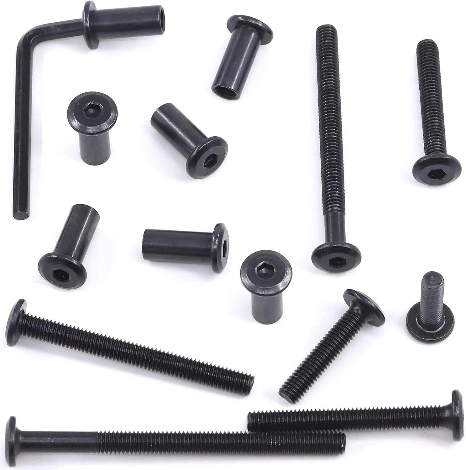 مجموعه پیچ و مهره استوانه ای Mardatt شامل ۸۵ عدد پیچ آلن مشکی در ۷ سایز M6x20mm/30mm/40mm/50mm/60mm/70mm/80mm، مناسب برای اتصال کمربند، چرم و مبلمان مجموعه پیچ و مهره استوانه ای Mardatt شامل ۸۵ عدد پیچ آلن مشکی در ۷ سایز M6x20mm/30mm/40mm/50mm/60mm/70mm/80mm، مناسب برای اتصال کمربند، چرم و مبلمان