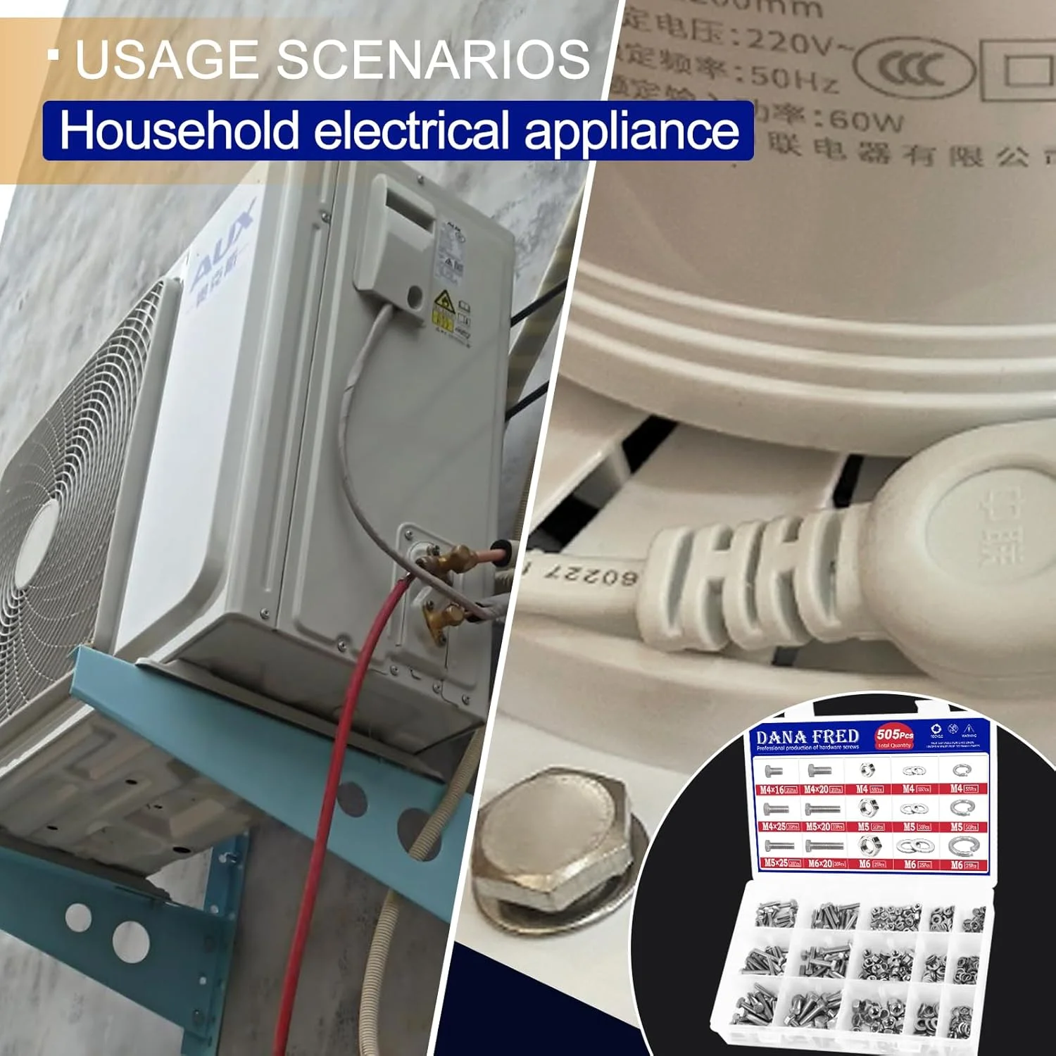 پیچ و مهره سر تخت شش گوش DANA FRED M4 M5 M6، واشرهای تخت و فنری، مجموعه سخت افزاری SAE، فولاد ضد زنگ 304، 510 عدد پیچ و مهره سر تخت شش گوش DANA FRED M4 M5 M6، واشرهای تخت و فنری، مجموعه سخت افزاری SAE، فولاد ضد زنگ 304، 510 عدد