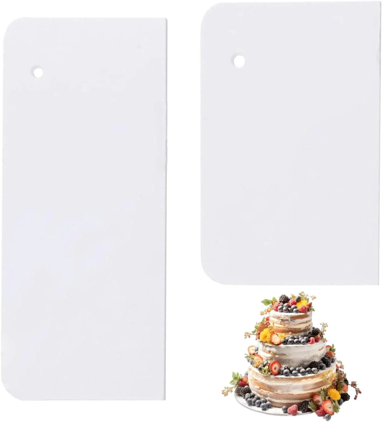 مجموعه 2 عددی کاردک صاف کننده کیک، ابزار لیسه کیک، لوازم حرفه ای تزیین کیک، لیسه های پلاستیکی بادوام شیرینی پزی برای پخت، آیسینگ و صاف کردن فوندانت