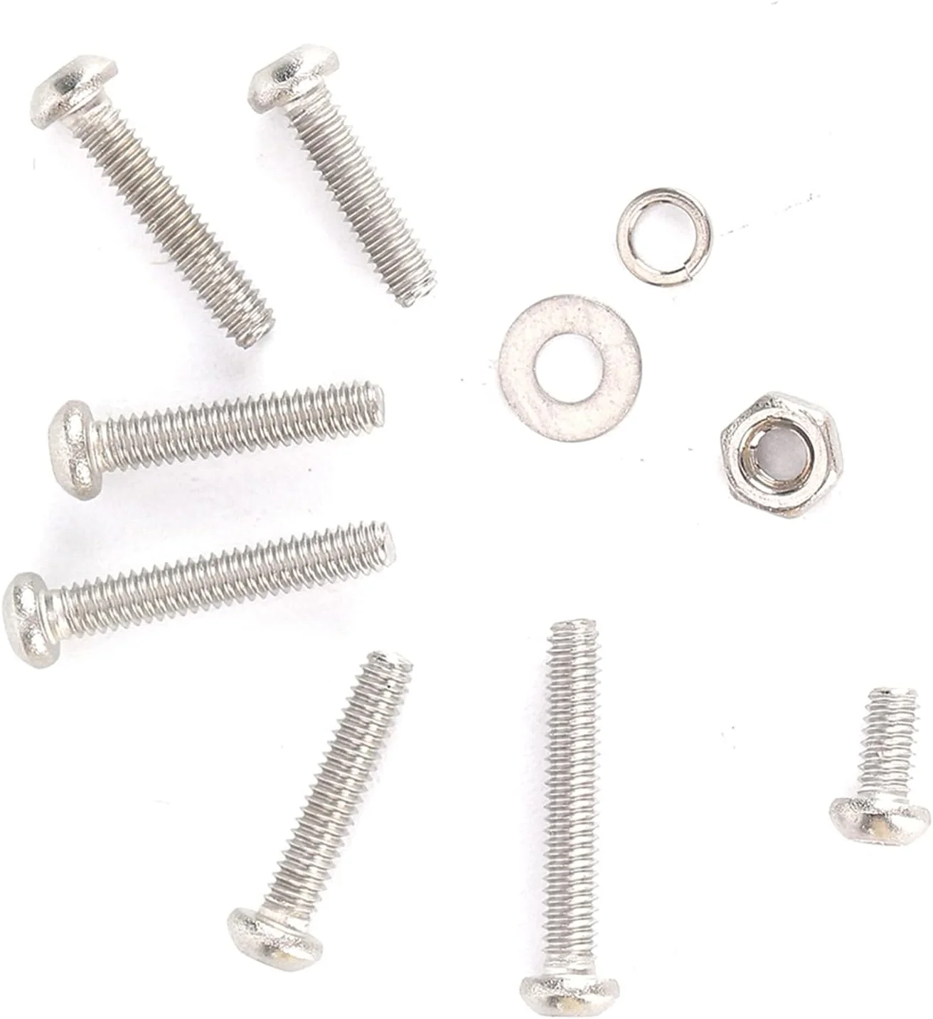 مجموعه 600 عددی سخت افزار OVAQUIXI شامل مهره، پیچ و واشر فنری تخت با سر گرد و سوکت شش گوش M2 به همراه جعبه نگهداری، ساخته شده از استیل ضد زنگ 304