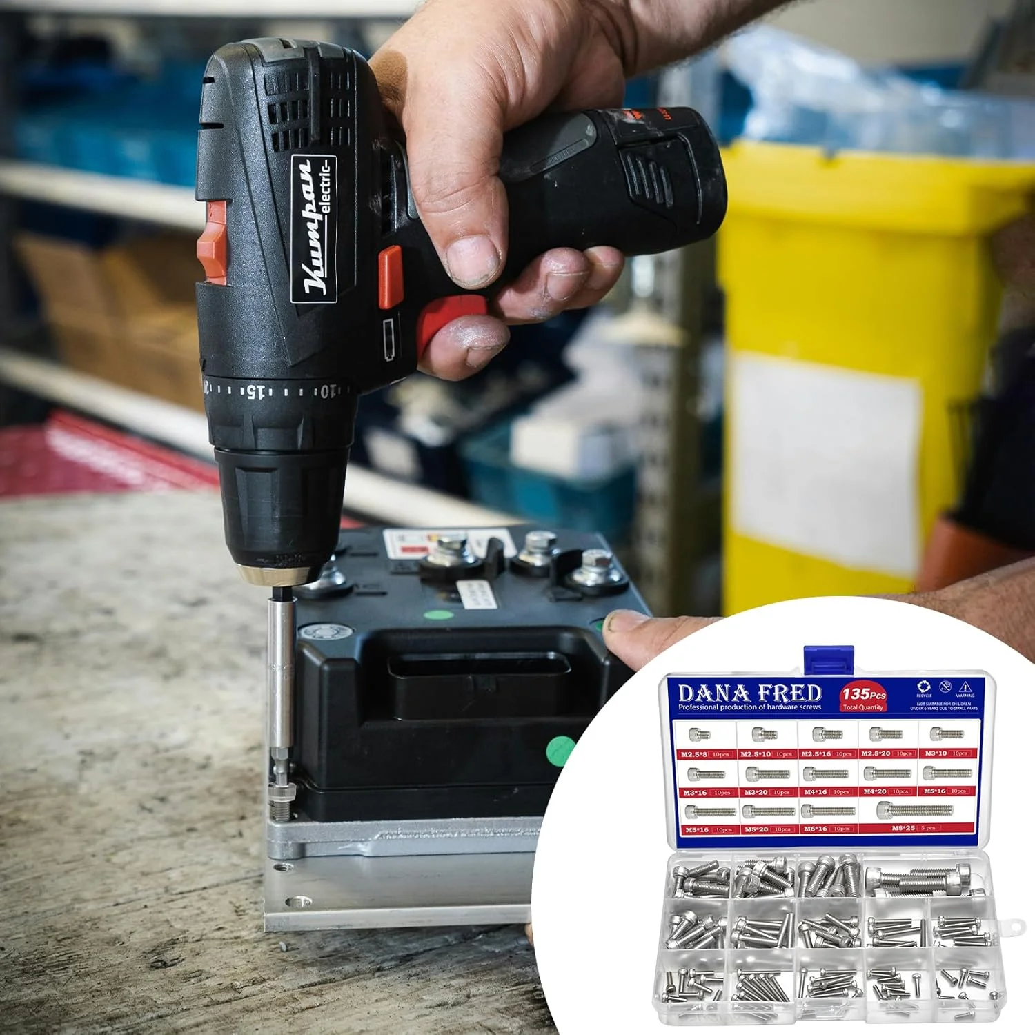 DANA FRED پیچ آلن سر استوانه ای رزوه متریک، پیچ ​​ماشین آلن شش گوش M2.5 M3 M4 M5 M6 M8 مجموعه سخت افزاری بست فلزی استاندارد 135 عددی استیل 304 M2.5-M8