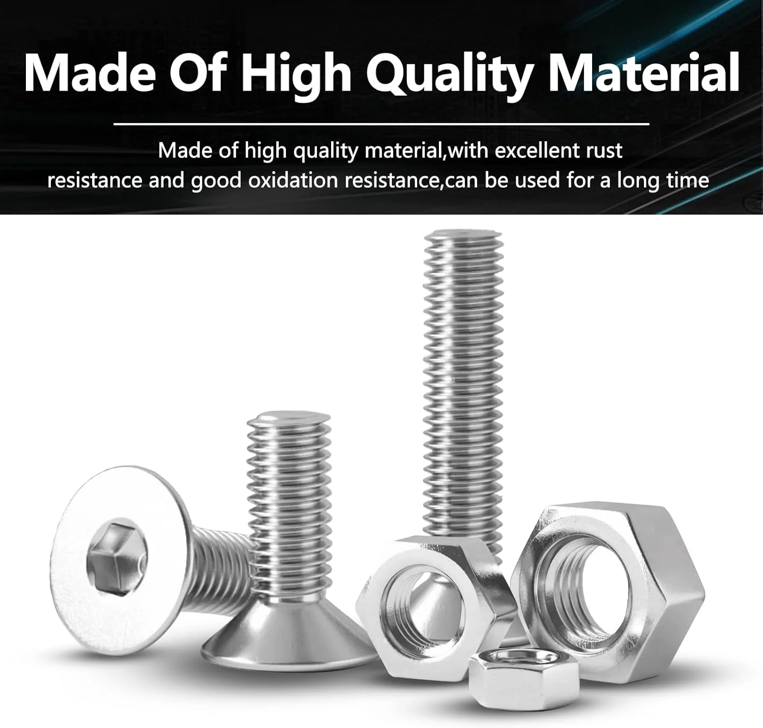 پیچ های سرتخت آلن خور با رزوه متریک، پیچ و مهره های ماشینی خزینه ای با درایو شش ضلعی آلن، مجموعه سخت افزاری استاندارد، 440 عدد، استیل ضد زنگ 304، M3 M4 M5 پیچ های سرتخت آلن خور با رزوه متریک، پیچ و مهره های ماشینی خزینه ای با درایو شش ضلعی آلن، مجموعه سخت افزاری استاندارد، 440 عدد، استیل ضد زنگ 304، M3 M4 M5