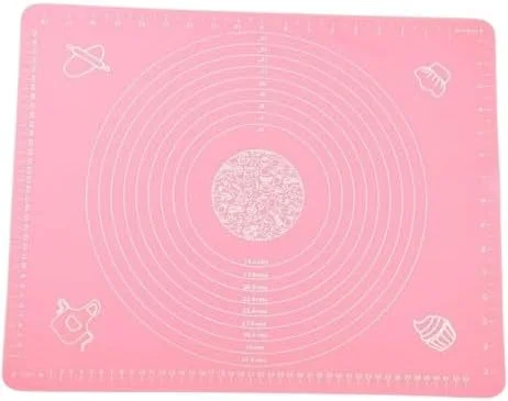 حصیر سیلیکونی پخت برای پهن کردن خمیر شیرینی، ورقه سیلیکونی نچسب و ضد لغزش با گرید غذایی، لوازم پخت برای پخت پیتزا و کیک، چند رنگ (صورتی)