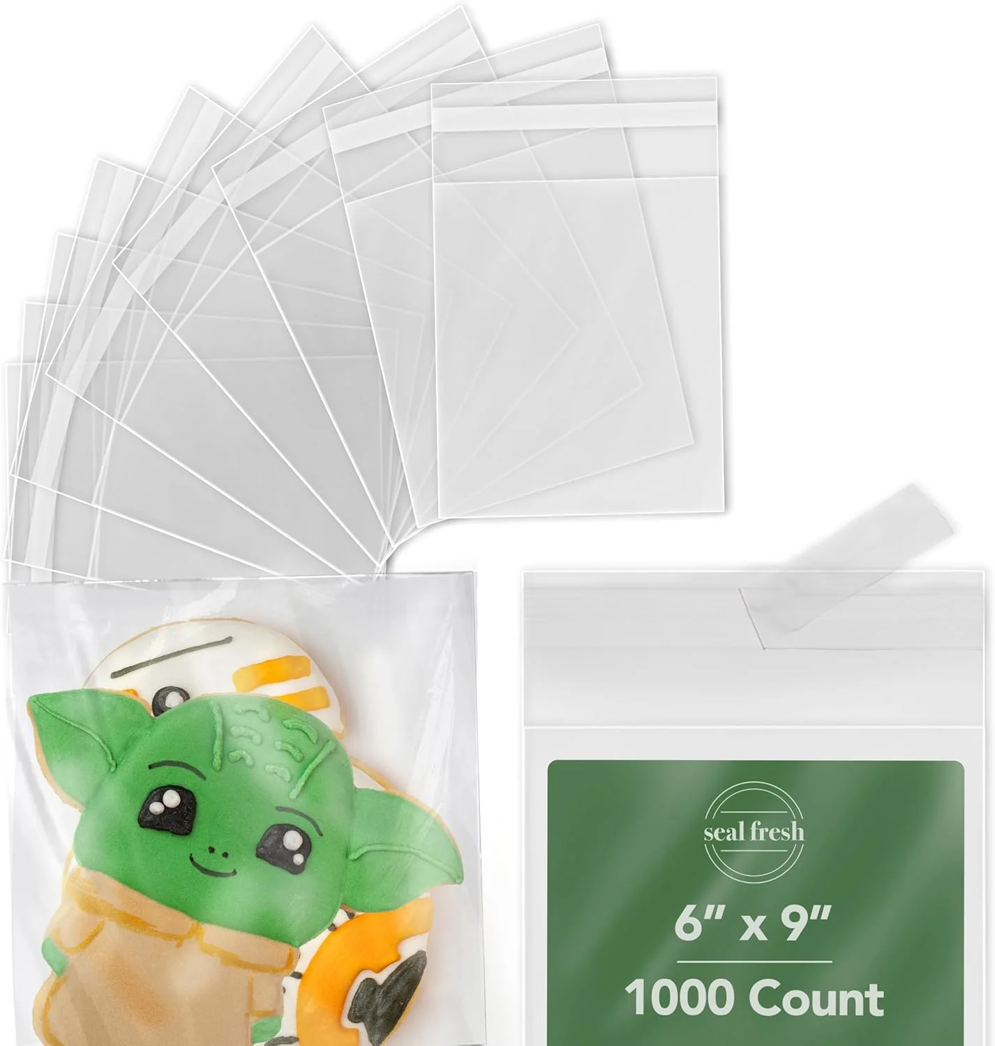 بسته 1000 عددی کیسه های سلفونی Seal Fresh سایز 15x23 سانتی متر - کیسه های شفاف خود چسب دار قابل باز و بسته شدن برای کلوچه، آبنبات، شیرینی، گیفت مهمانی، بسته بندی هدیه