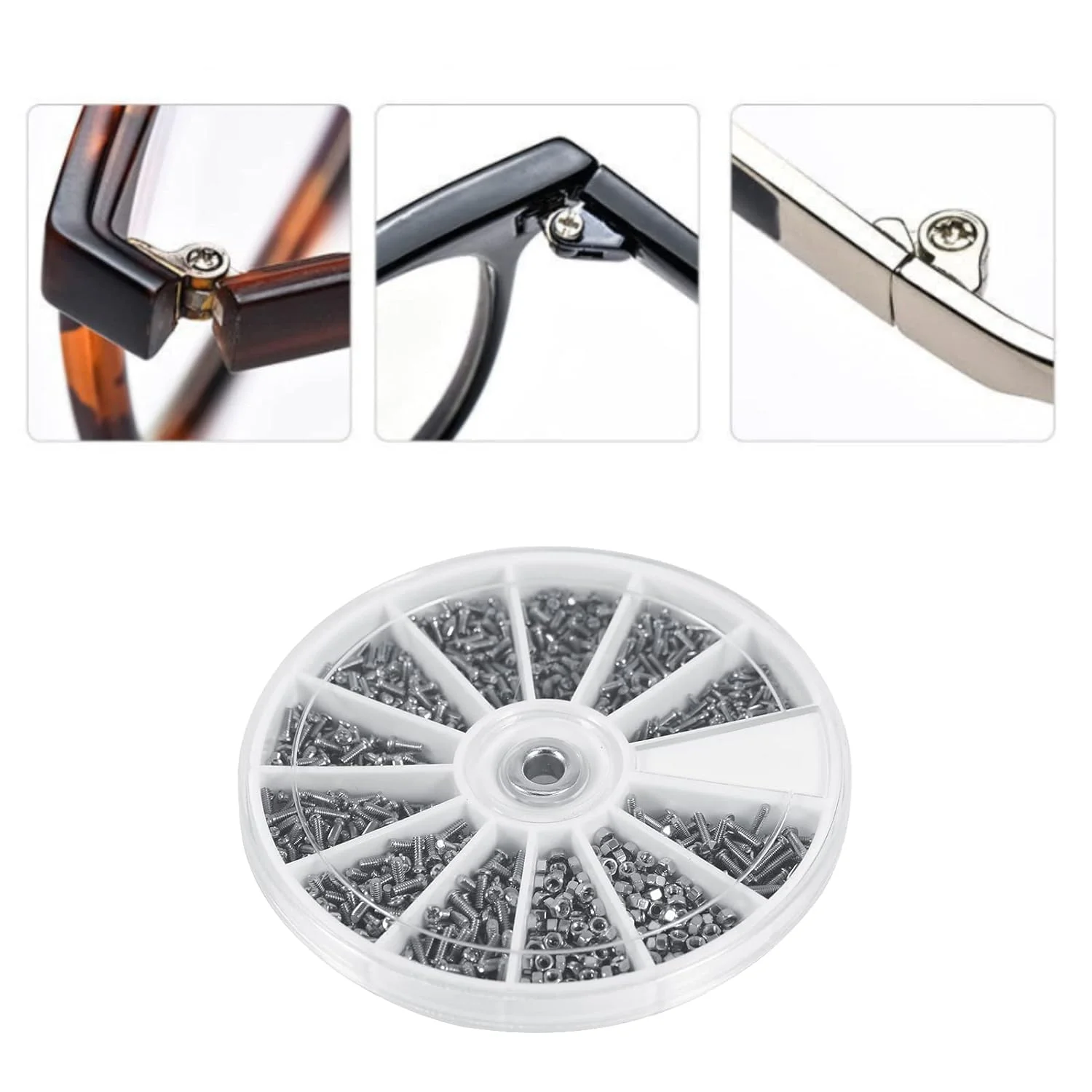 جعبه پیچ و مهره کوچک Jadeshay - مجموعه 600 عددی پیچ و مهره کوچک شامل 12 نوع پیچ و مهره با جعبه نگهدارنده، سایزهای M1 M1.2 M1.4 M1.6 مناسب برای ساعت و عینک