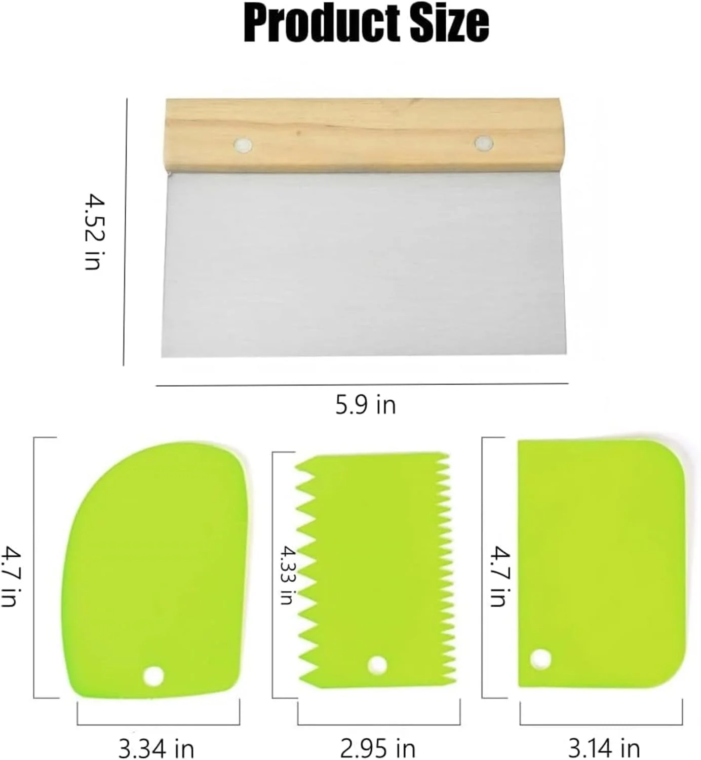 ست 4 عددی کاردک نیمکت، ابزار کاردک غذا، کاردک خمیر و برش دهنده شیرینی با مقیاس، خردکن غذا لوازم پخت و پز ابزار آشپزخانه