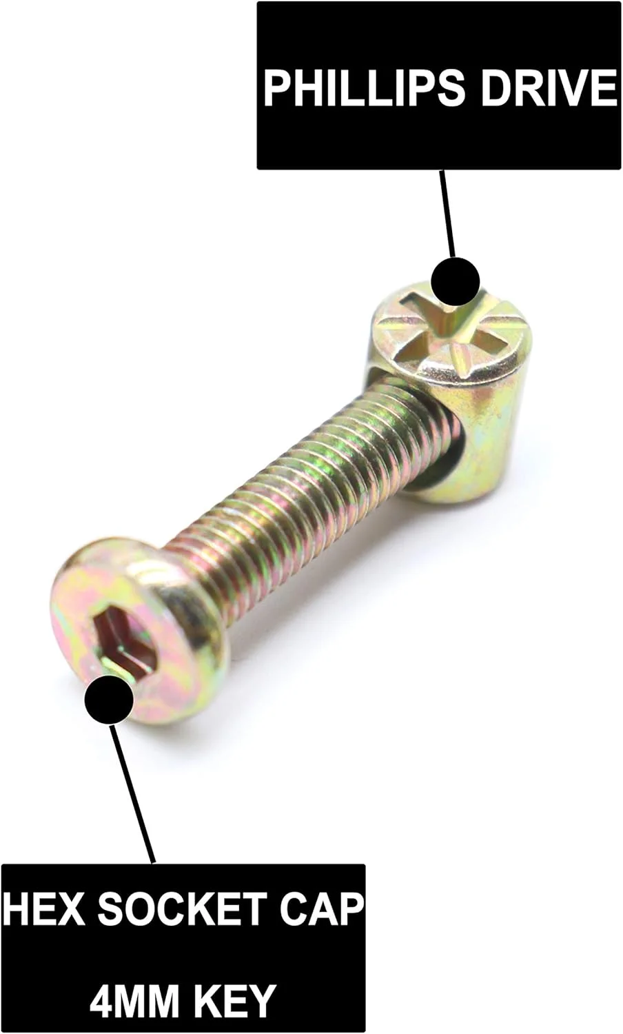 binifiMux پیچ‌های سخت‌افزاری تخت خواب کودک، 50 ست (100 عدد) کیت متنوع مهره و پیچ بشکه‌ای مبلمان M6، سوکت شش گوش M6 x 20mm/ 30mm/ 40mm/ 50mm/ 60mm