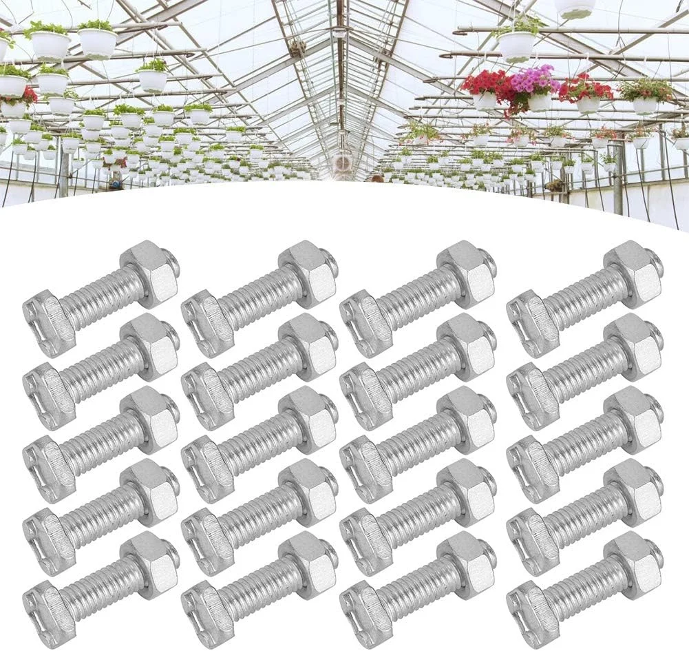مجموعه 20 عددی پیچ و مهره، کیت جایگزینی سخت افزار پیچ و مهره آلومینیومی M6 برای گلخانه باغبانی گیاهان فضای باز، مجموعه پیچ و مهره متریک M6x22