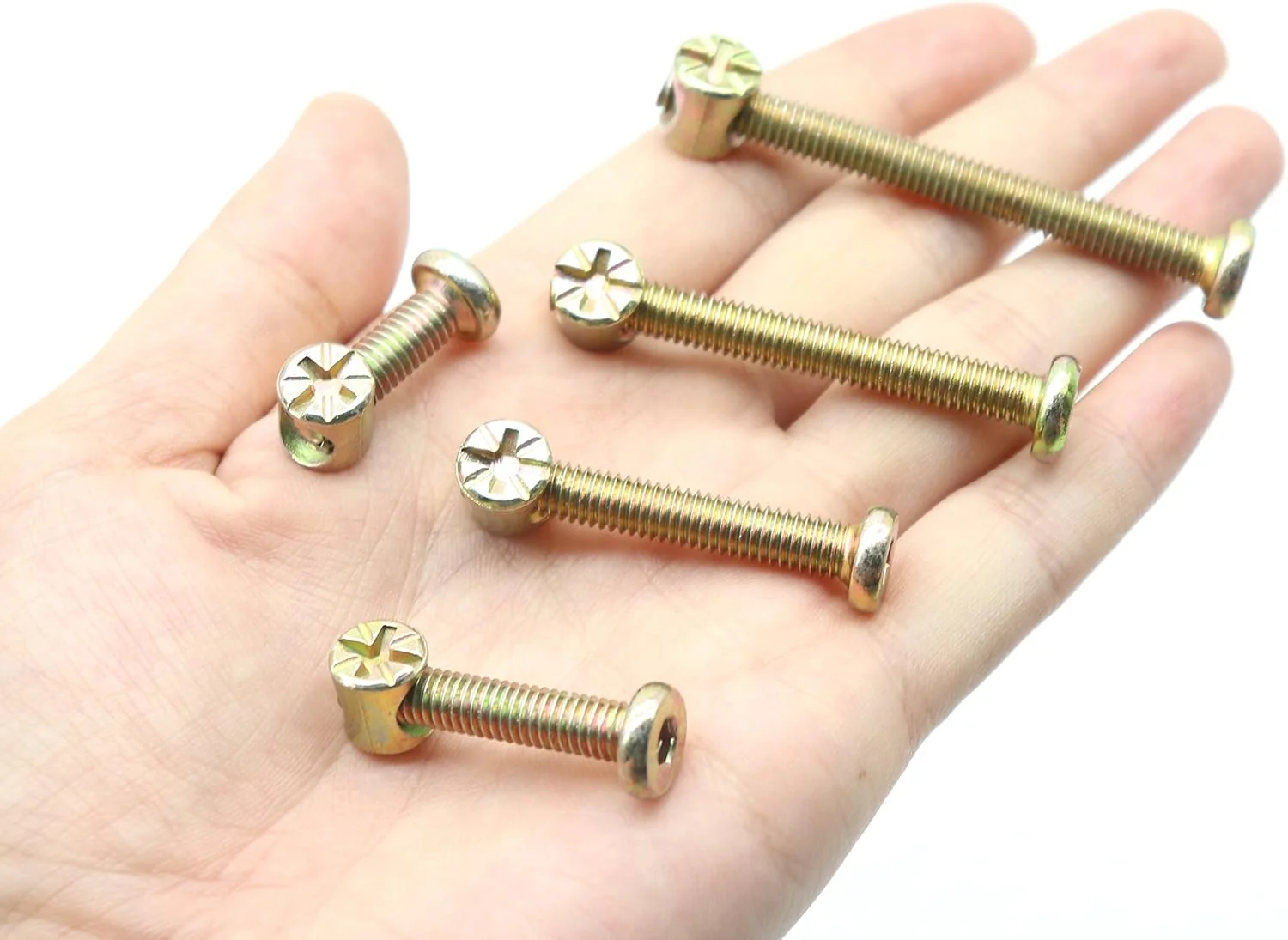 binifiMux پیچ‌های سخت‌افزاری تخت خواب کودک، 50 ست (100 عدد) کیت متنوع مهره و پیچ بشکه‌ای مبلمان M6، سوکت شش گوش M6 x 20mm/ 30mm/ 40mm/ 50mm/ 60mm