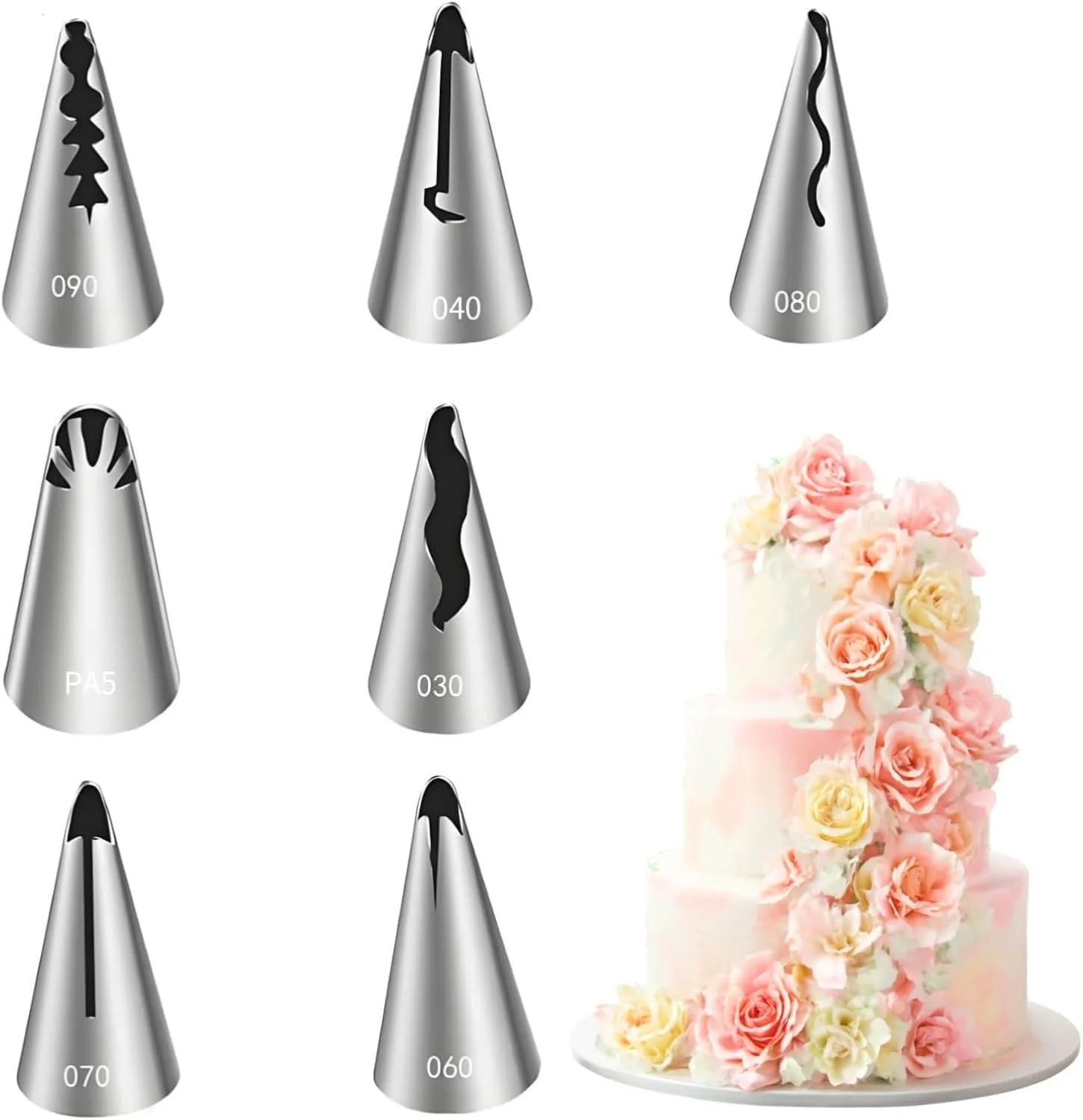 ست قیف ماسوره چین دار 7 عددی استیل ضد زنگ برای کاپ کیک، کلوچه، شیرینی و کیک، لوازم تزئین DIY، ست ماسوره و سر قیف شیرینی پزی ست قیف ماسوره چین دار 7 عددی استیل ضد زنگ برای کاپ کیک، کلوچه، شیرینی و کیک، لوازم تزئین DIY، ست ماسوره و سر قیف شیرینی پزی