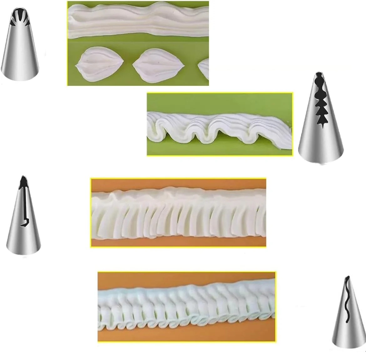 ست 7 عددی ماسوره دامن پلیسه ای RUITASA، کیت ماسوره استیل ضد زنگ برای شیرینی پزی فوندانت و لوازم تزیین کیک - ابزار پخت (نقره ای)