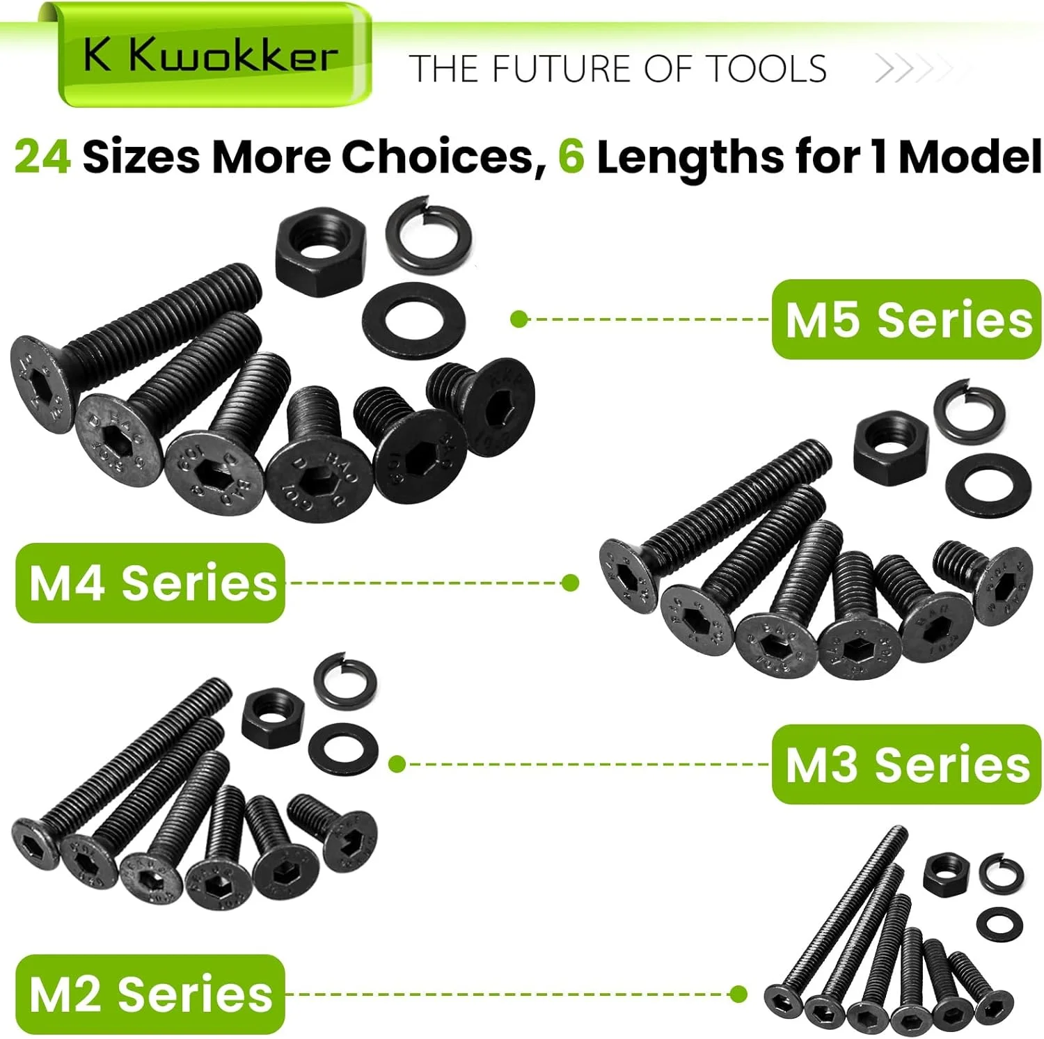 مجموعه پیچ و مهره K Kwokker با سر تخت و سوکت شش گوش، 1220 عددی، M2 M3 M4 M5، پیچهای سیاه، مهرهها و واشرها، مجموعه پیچهای آلیاژ فولادی متریک + 4 آچار آلن مجموعه پیچ و مهره K Kwokker با سر تخت و سوکت شش گوش، 1220 عددی، M2 M3 M4 M5، پیچهای سیاه، مهرهها و واشرها، مجموعه پیچهای آلیاژ فولادی متریک + 4 آچار آلن