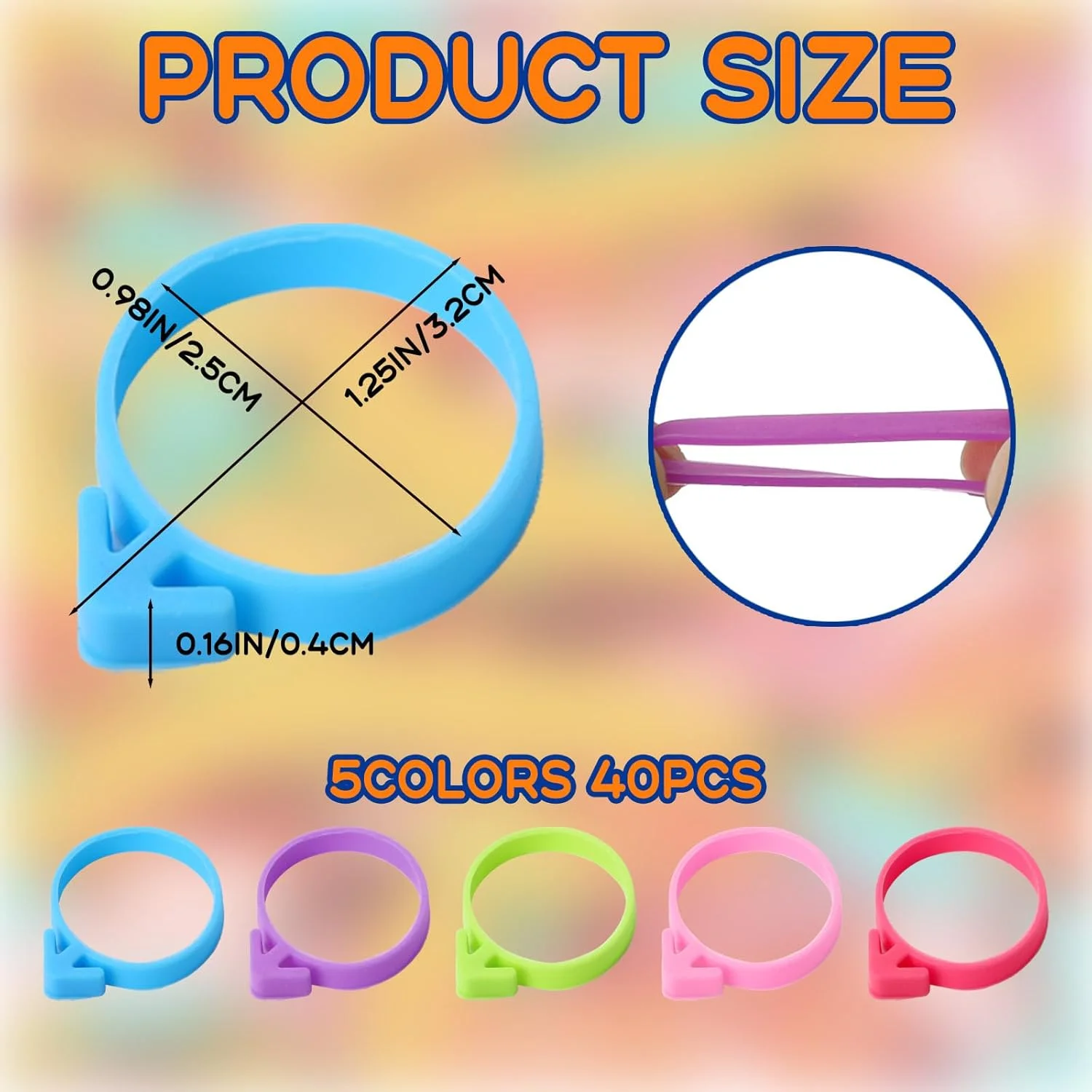 40 عدد بست کیسه شیرینی پزی، بست های کیسه قیف سیلیکونی قابل استفاده مجدد، گیره های لوازم کیک و شیرینی برای مهر و موم کردن کیک، کلوچه و شیرینی، 5 رنگ