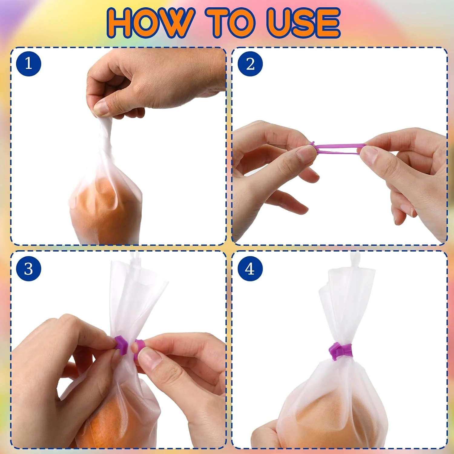 40 عدد بست کیسه شیرینی پزی، بست های کیسه قیف سیلیکونی قابل استفاده مجدد، گیره های لوازم کیک و شیرینی برای مهر و موم کردن کیک، کلوچه و شیرینی، 5 رنگ