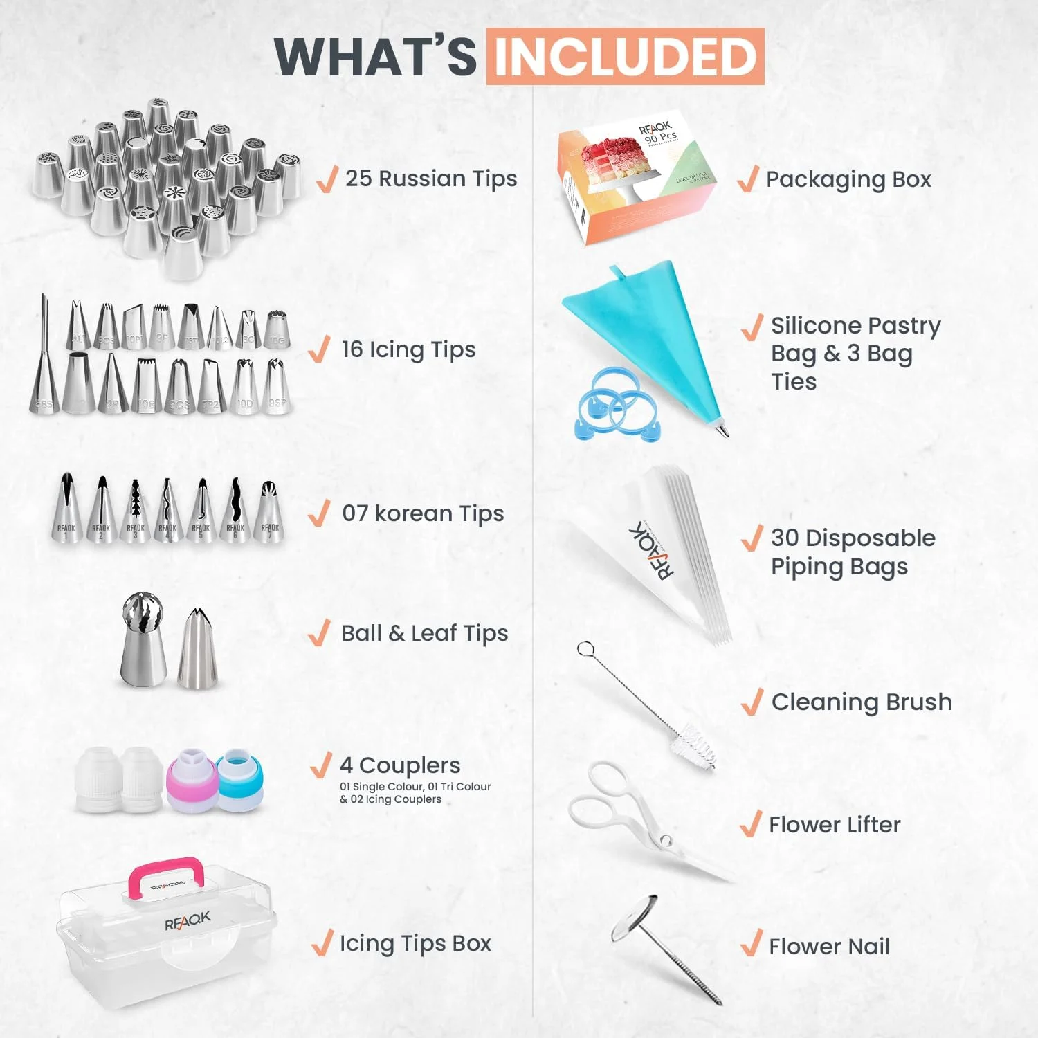 مجموعه 90 عددی قیف های ماسوره روسی RFAQK با جعبه نگهداری - کیت لوازم تزئین کیک - 54 عدد نازل شماره دار با کاربری آسان (28 روسی + 25 آیسینگ + 1 ماسوره توپی) - نمودار الگو، کتاب راهنمای الکترونیکی مجموعه 90 عددی قیف های ماسوره روسی RFAQK با جعبه نگهداری - کیت لوازم تزئین کیک - 54 عدد نازل شماره دار با کاربری آسان (28 روسی + 25 آیسینگ + 1 ماسوره توپی) - نمودار الگو، کتاب راهنمای الکترونیکی