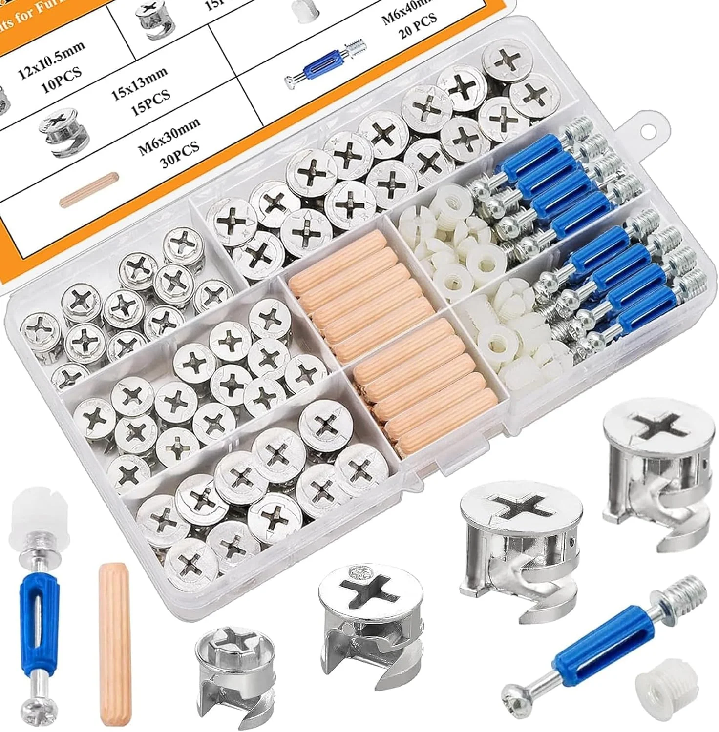 قفل های کم 120 عددی KWSLIN برای مبلمان، چرخ های سخت افزاری غیرعادی 3 در 1، بست های قفل کم مبلمان، پین های چوبی مهره و پیچ چند سایز برای اتصال و تعمیر مجموعه های متنوع مبلمان قفل های کم 120 عددی KWSLIN برای مبلمان، چرخ های سخت افزاری غیرعادی 3 در 1، بست های قفل کم مبلمان، پین های چوبی مهره و پیچ چند سایز برای اتصال و تعمیر مجموعه های متنوع مبلمان