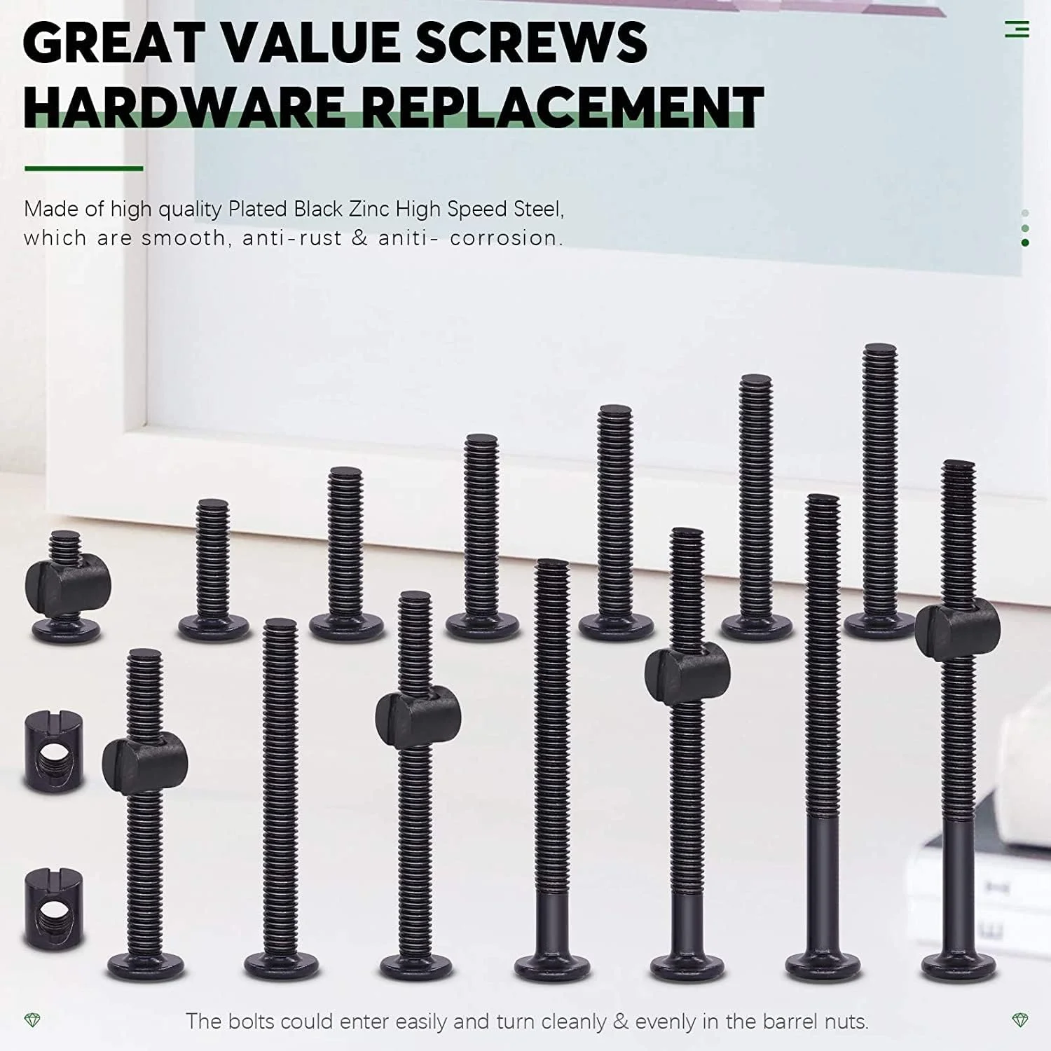 مجموعه 181 عددی پیچ و مهره مبلمان مشکی Keadic M6 شامل پیچهای آلن خور، مهرههای استوانهای، مهرههای چوبی، مهرههای تی چهار چنگالی و مهرههای فلنجی برای تخت نوزاد، تخت خواب، میز و گهواره مجموعه 181 عددی پیچ و مهره مبلمان مشکی Keadic M6 شامل پیچهای آلن خور، مهرههای استوانهای، مهرههای چوبی، مهرههای تی چهار چنگالی و مهرههای فلنجی برای تخت نوزاد، تخت خواب، میز و گهواره