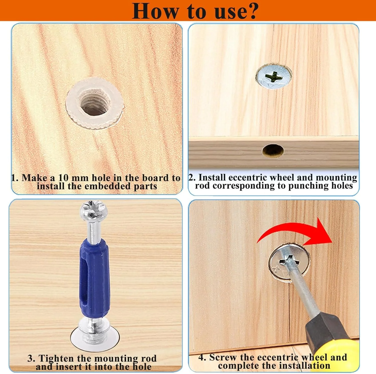 120 عدد قفل کم برای مبلمان، چرخ های سخت افزاری خارج از مرکز 3 در 1، بست های مهره و پیچ چند سایز، پین های چوبی برای مونتاژ و تعمیر، اتصالات مبلمان بادوام، کیت متنوع برای پروژه های DIY