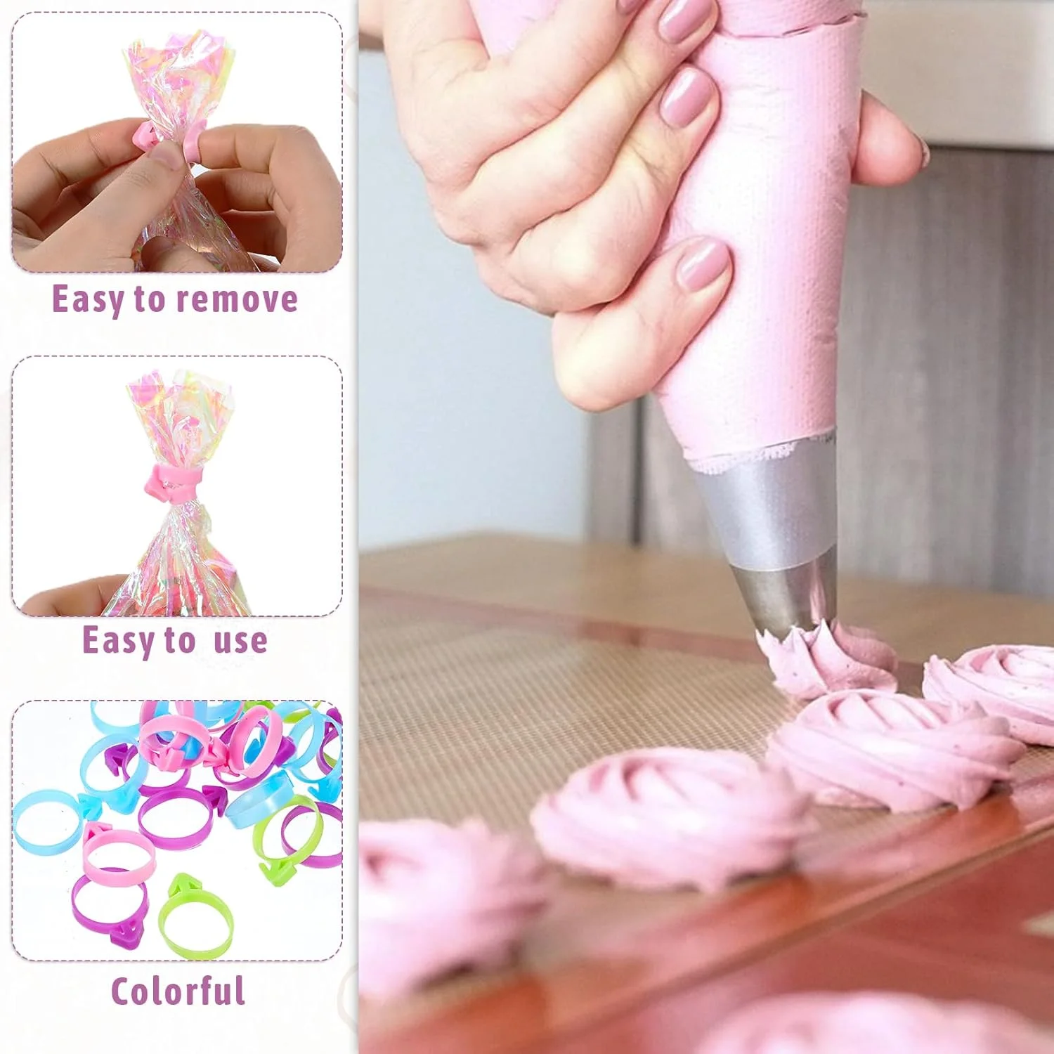 40 عدد گیره کیسه شیرینی پزی، بست های کیسه شیرینی سیلیکونی قابل استفاده مجدد، گیره های کیسه تزئین برای کلوچه ها، کاپ کیک ها، لوازم پخت شیرینی (4 رنگ) 40 عدد گیره کیسه شیرینی پزی، بست های کیسه شیرینی سیلیکونی قابل استفاده مجدد، گیره های کیسه تزئین برای کلوچه ها، کاپ کیک ها، لوازم پخت شیرینی (4 رنگ)