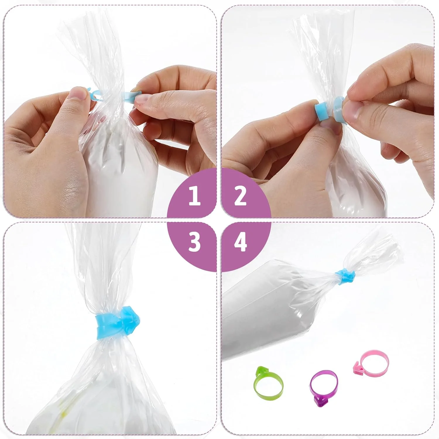 40 عدد گیره کیسه شیرینی پزی، بست های کیسه شیرینی سیلیکونی قابل استفاده مجدد، گیره های کیسه تزئین برای کلوچه ها، کاپ کیک ها، لوازم پخت شیرینی (4 رنگ) 40 عدد گیره کیسه شیرینی پزی، بست های کیسه شیرینی سیلیکونی قابل استفاده مجدد، گیره های کیسه تزئین برای کلوچه ها، کاپ کیک ها، لوازم پخت شیرینی (4 رنگ)