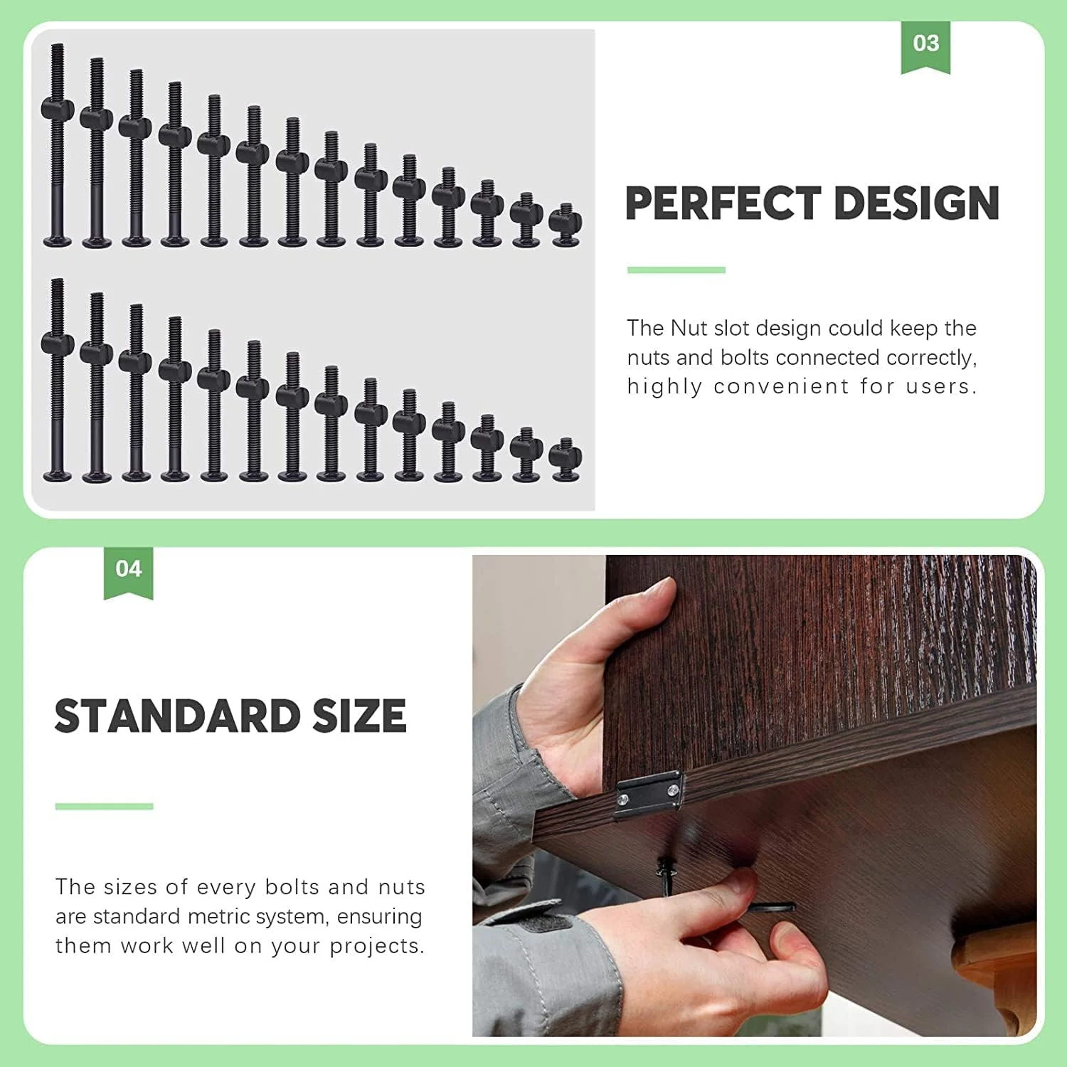 مجموعه 181 عددی پیچ و مهره مبلمان مشکی Keadic M6 شامل پیچهای آلن خور، مهرههای استوانهای، مهرههای چوبی، مهرههای تی چهار چنگالی و مهرههای فلنجی برای تخت نوزاد، تخت خواب، میز و گهواره مجموعه 181 عددی پیچ و مهره مبلمان مشکی Keadic M6 شامل پیچهای آلن خور، مهرههای استوانهای، مهرههای چوبی، مهرههای تی چهار چنگالی و مهرههای فلنجی برای تخت نوزاد، تخت خواب، میز و گهواره