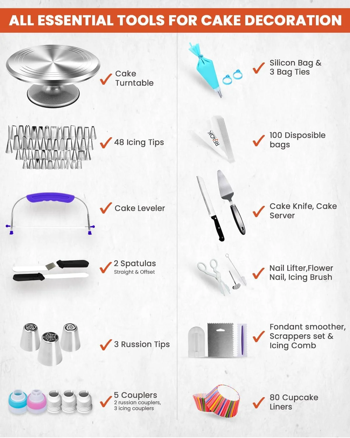 مجموعه ابزار تزئین کیک آلومینیومی RFAQK (آلومینیوم 250) مجموعه ابزار تزئین کیک آلومینیومی RFAQK (آلومینیوم 250)