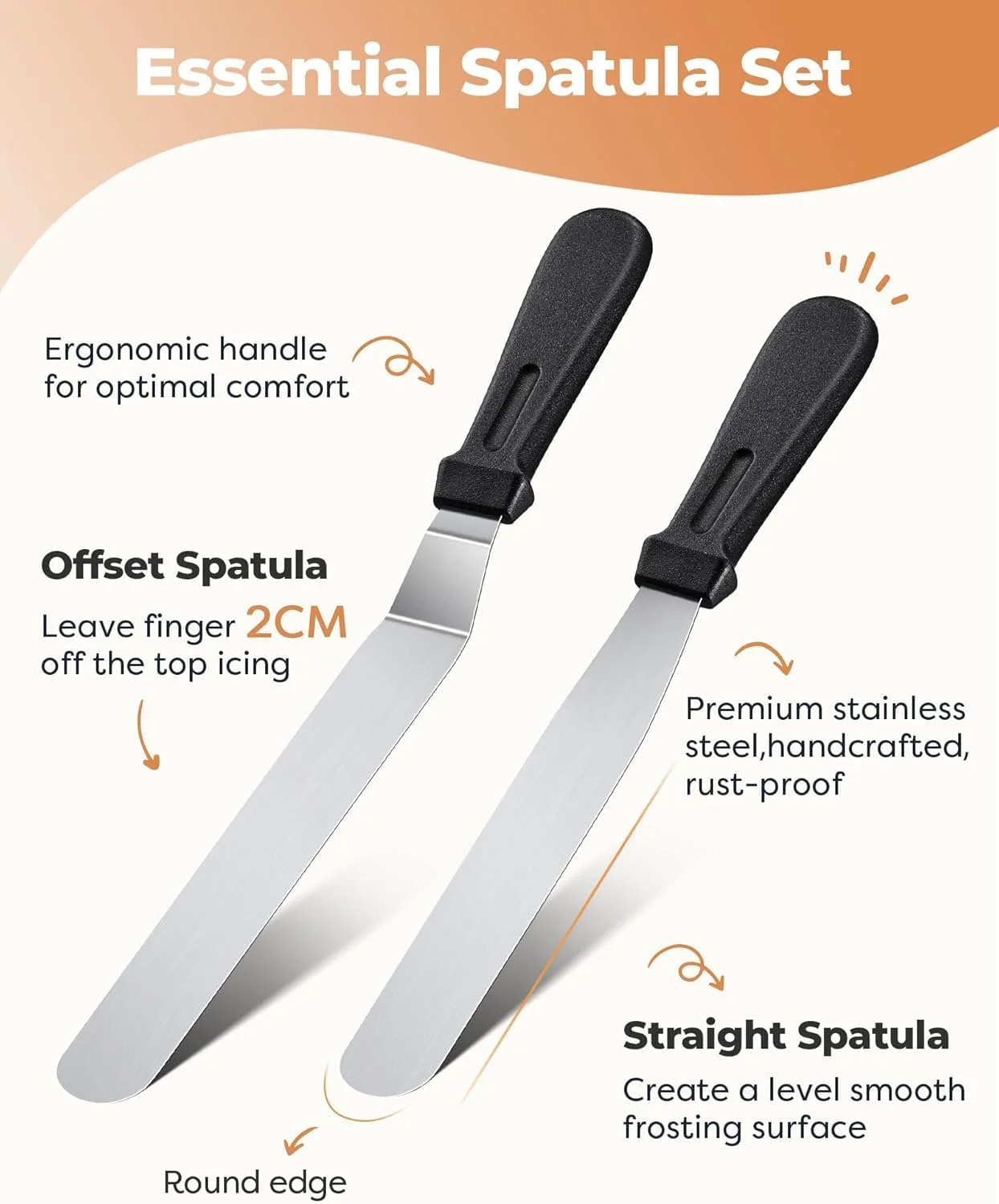 ست لوازم تزیین کیک ۷۲ تکه Qohuooi با استند گردان کیک، ۱۲ ماسوره شماره‌دار، ۲ کاردک، ۳ شانه خامه، ۵۰ عدد کیسه قیف و ۲ رابط برای پخت