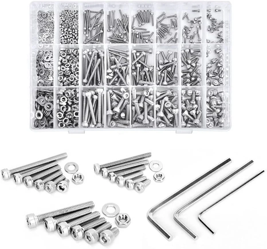Beauenty 304 Stainless Steel M2 M3 M4,Hex Socket Screws Nuts Spring Washers Kit,for Machine, Electronic, Wood, Household, Communication(1080pcs) Beauenty 304 Stainless Steel M2 M3 M4,Hex Socket Screws Nuts Spring Washers Kit,for Machine, Electronic, Wood, Household, Communication(1080pcs)