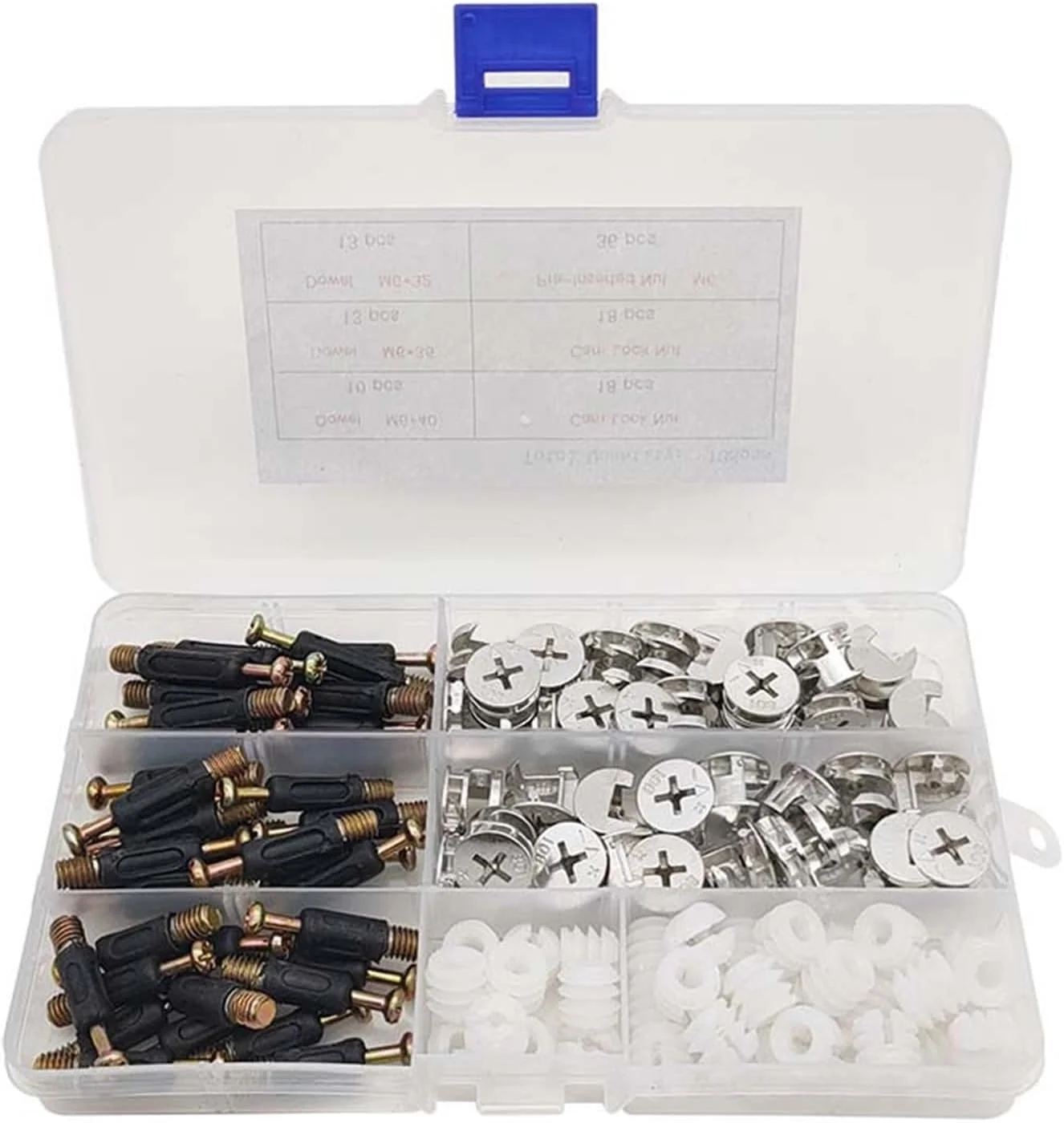THE WHITE SHOP Cam Locks- Eccentric Wheels Cam Locks for Furniture Connecting Cam Lock Fittings, 3 in 1 Cam Connector Bolt Fittings Fasteners Hardware Parts Nut & Bolt Assortment Sets 108pcs THE WHITE SHOP Cam Locks- Eccentric Wheels Cam Locks for Furniture Connecting Cam Lock Fittings, 3 in 1 Cam Connector Bolt Fittings Fasteners Hardware Parts Nut & Bolt Assortment Sets 108pcs