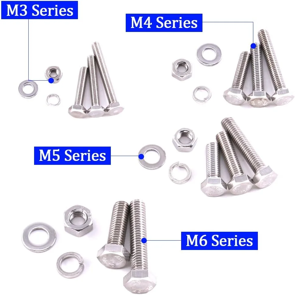 Glarks 665Pcs M3 M4 M5 M6 Stainless Steel Flat Hex Head Screws Bolts Nuts and Flat Gasket Spring Washers Assortment Set Glarks 665Pcs M3 M4 M5 M6 Stainless Steel Flat Hex Head Screws Bolts Nuts and Flat Gasket Spring Washers Assortment Set