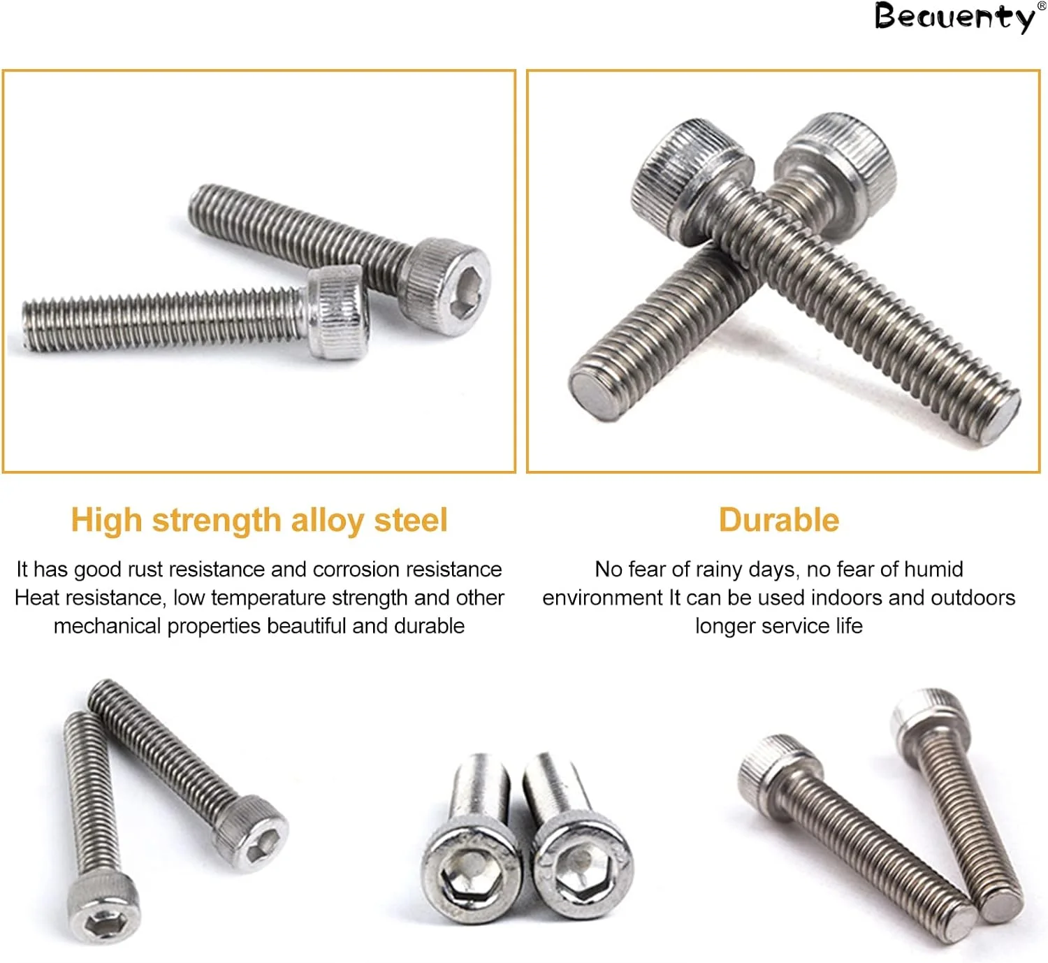 Beauenty 304 Stainless Steel M2 M3 M4,Hex Socket Screws Nuts Spring Washers Kit,for Machine, Electronic, Wood, Household, Communication(1080pcs) Beauenty 304 Stainless Steel M2 M3 M4,Hex Socket Screws Nuts Spring Washers Kit,for Machine, Electronic, Wood, Household, Communication(1080pcs)