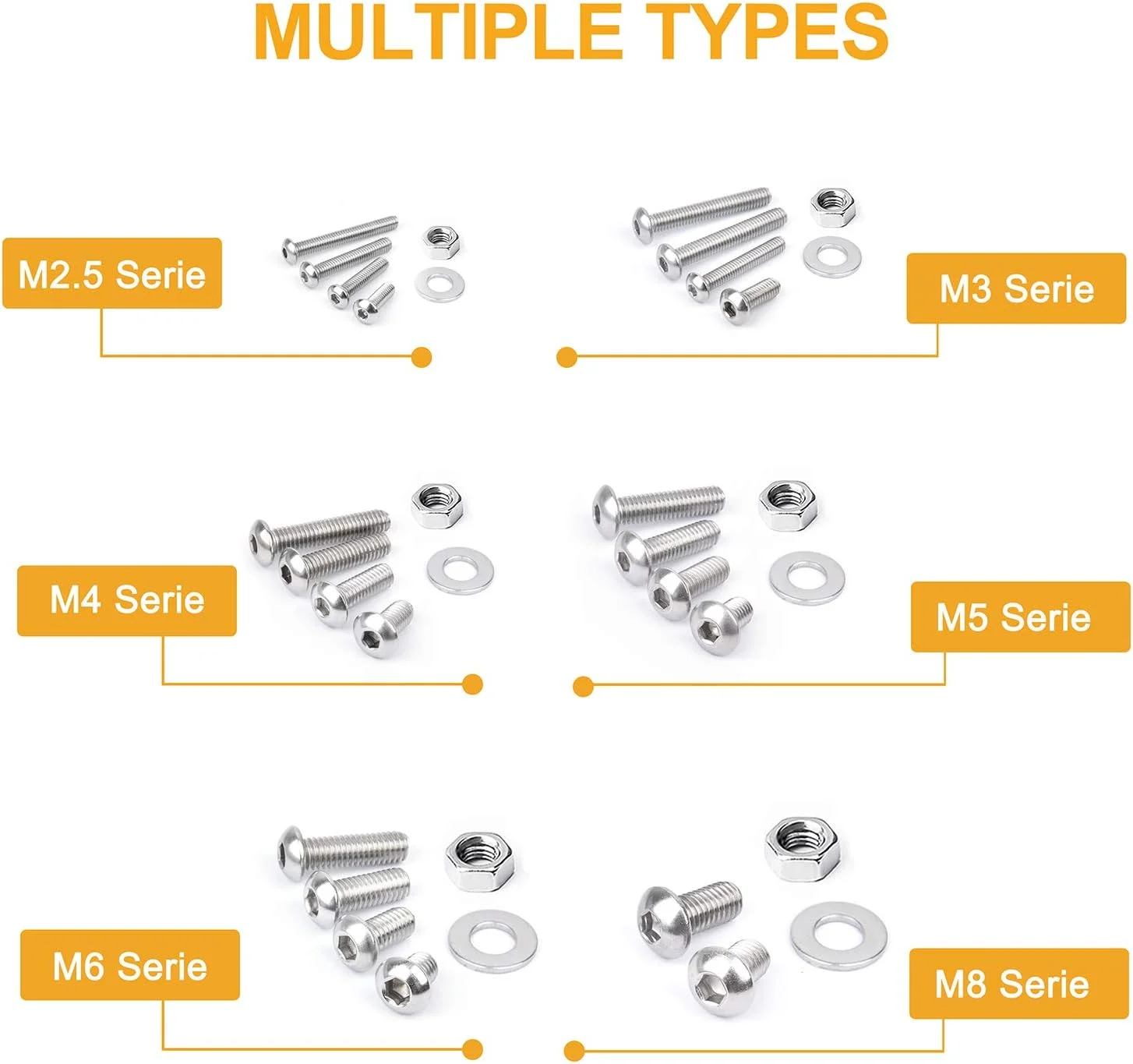 مجموعه 460 عددی پیچ و مهره VIGRUE، پیچ های سر شش گوش M2.5 M3 M4 M5 M6 M8، مجموعه پیچ، مهره و واشر استیل ضد زنگ با جعبه نگهداری و آچار مجموعه 460 عددی پیچ و مهره VIGRUE، پیچ های سر شش گوش M2.5 M3 M4 M5 M6 M8، مجموعه پیچ، مهره و واشر استیل ضد زنگ با جعبه نگهداری و آچار