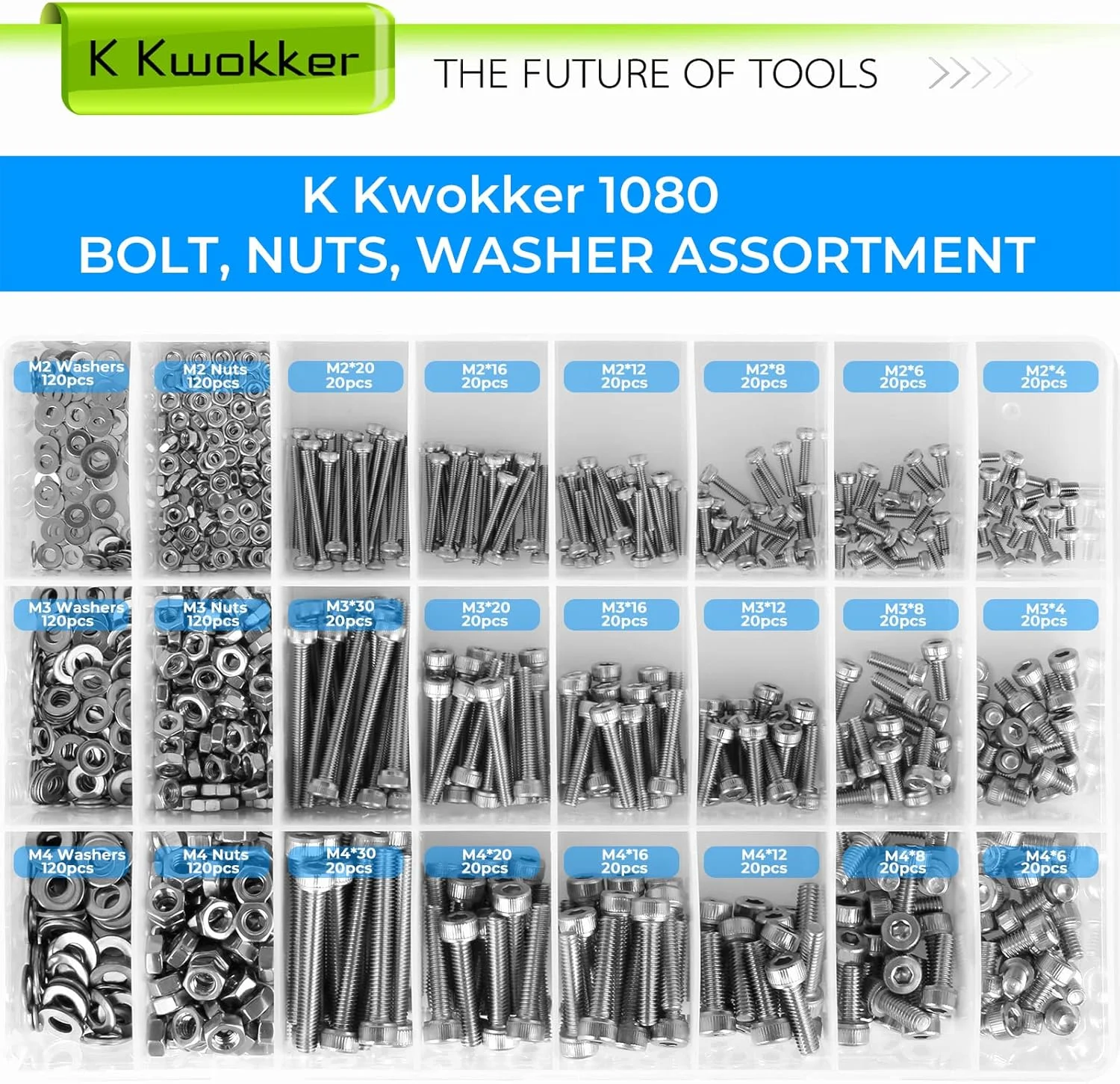 مجموعه پیچ و مهره متریک K Kwokker M2 M3 M4 4MM تا 30MM پیچ های ماشینی سر استوانه ای با سوکت شش گوش، پیچ، مهره و واشر استیل ضد زنگ 304، کیت پیچ و مهره نقره ای مجموعه پیچ و مهره متریک K Kwokker M2 M3 M4 4MM تا 30MM پیچ های ماشینی سر استوانه ای با سوکت شش گوش، پیچ، مهره و واشر استیل ضد زنگ 304، کیت پیچ و مهره نقره ای