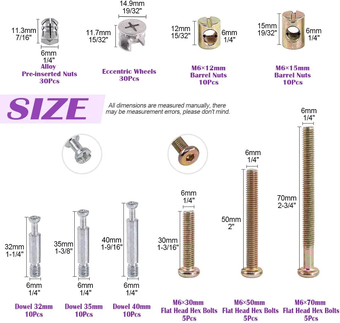 مجموعه اتصالات پیچ و مهره 125 عددی Swpeet 3 در 1 برای اتصال کابینت مبلمان، شامل اتصالات بادامکی با اتصالات غیرعادی مبلمان، اتصال جانبی مبلمان، مهره از پیش نصب شده، پیچ چرخ غیرعادی مجموعه اتصالات پیچ و مهره 125 عددی Swpeet 3 در 1 برای اتصال کابینت مبلمان، شامل اتصالات بادامکی با اتصالات غیرعادی مبلمان، اتصال جانبی مبلمان، مهره از پیش نصب شده، پیچ چرخ غیرعادی
